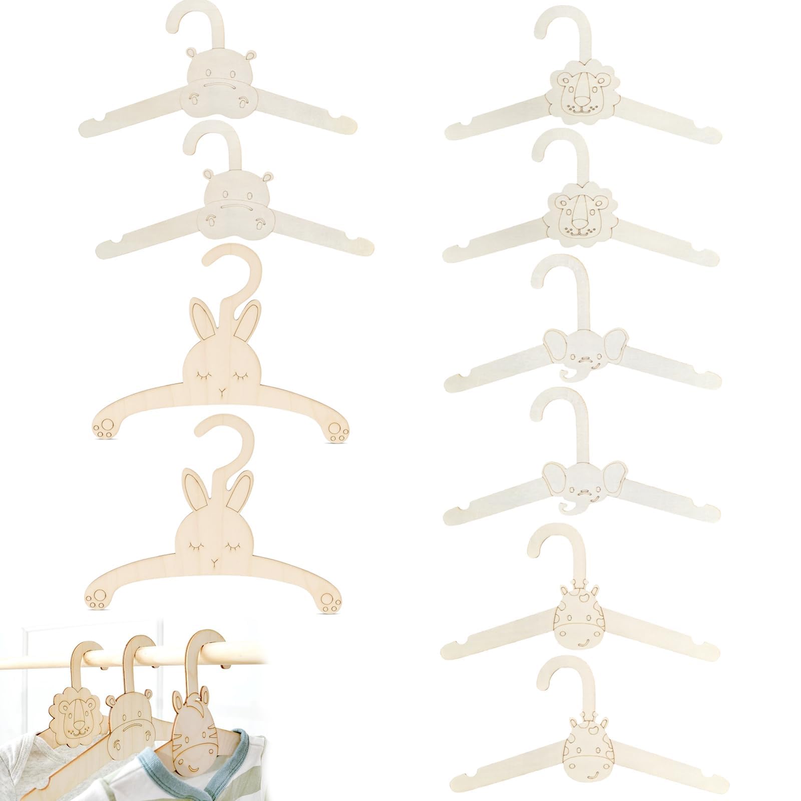 10 Pcs Wooden Baby Hangers for Clothes, Baby Coat Hangers 0-12 Months