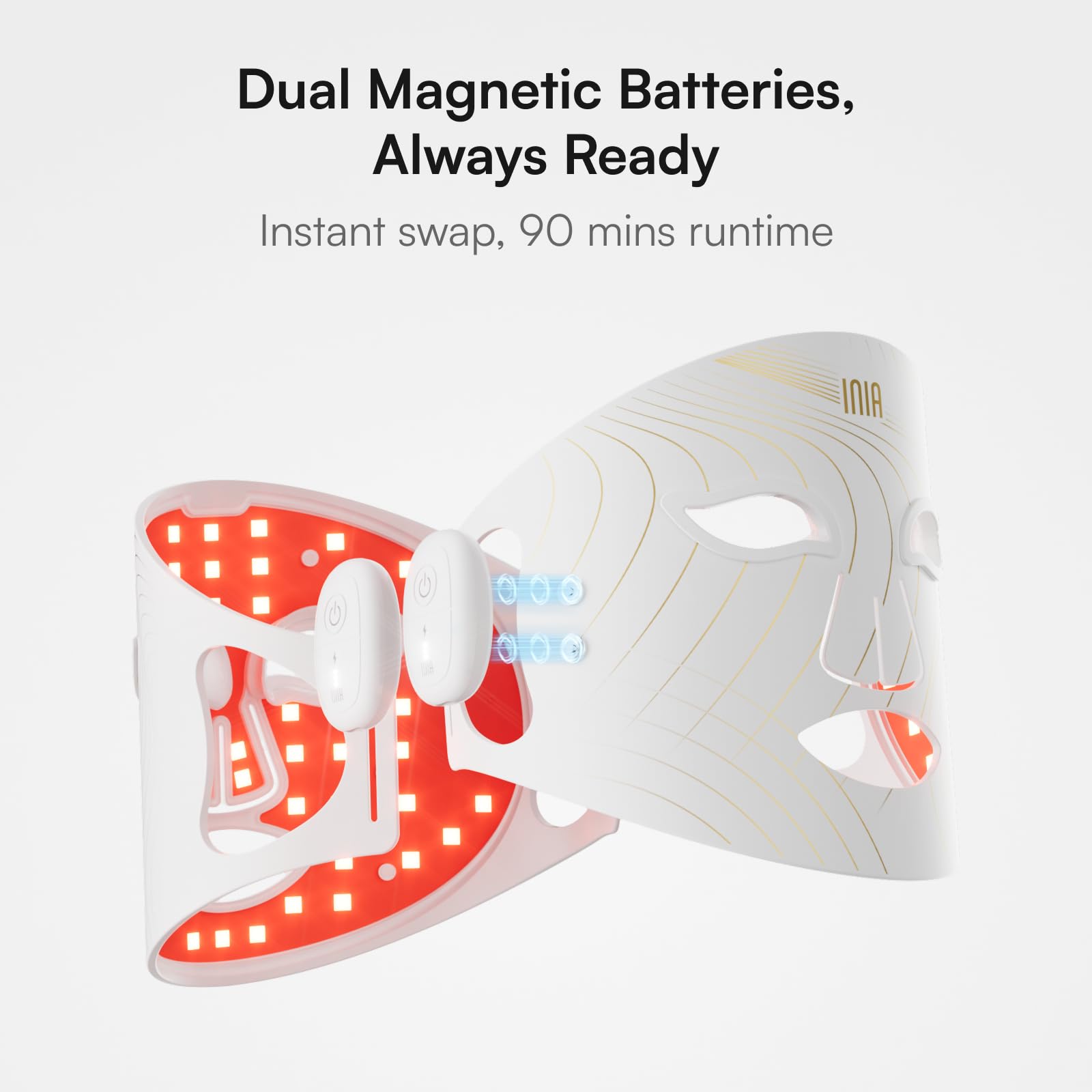 INIA Glow Maschera per il viso con luce rossa NIR ricaricabile ergonomico bianco