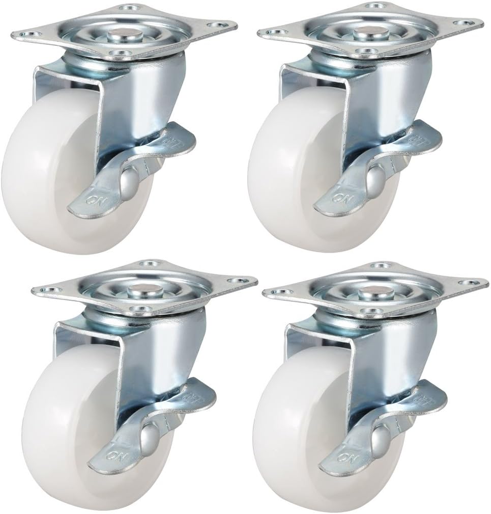 Up To 40% OFF uxcell Swivel Caster Wheels with Brake 2 Polypropylene with 360 Degree Top Plate 66LBS Capacity for Furniture Carts Workbench, White, Pack of 4