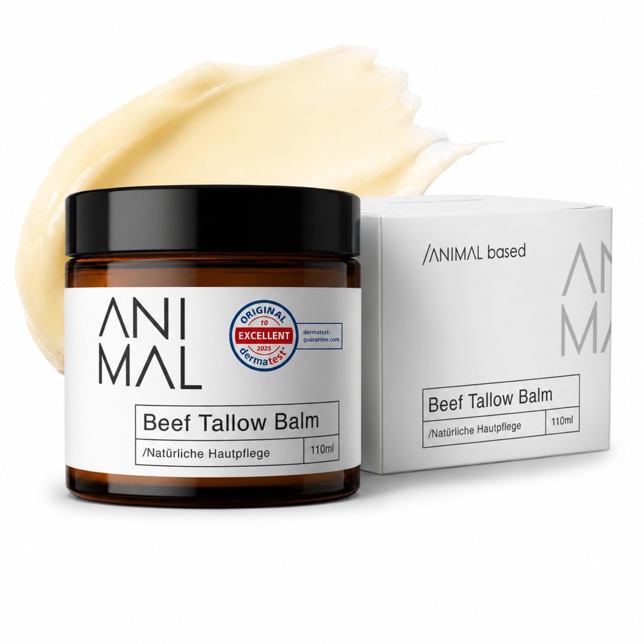 Animal Based Beef Tallow Balm 110ml - Rindertalg Gesichtscreme - Natürliche Hautpflege mit Rinderfett, Olivenöl, Bienenwachs & Vitamin E - Beef Tallow Creme - Beef Tallow Skincare - halal