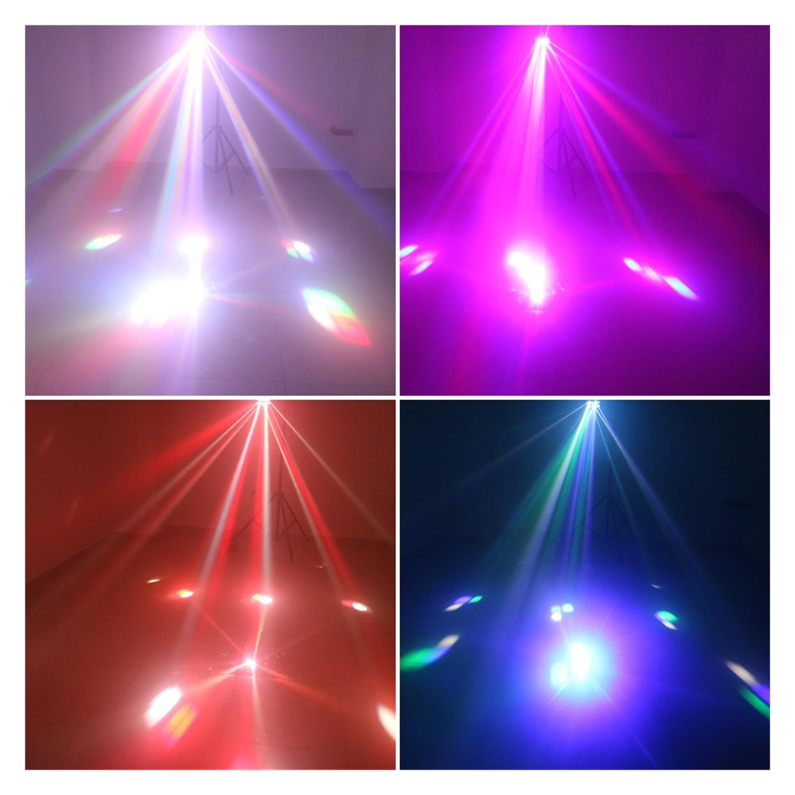 Lampes d'éclairage de scène, 4in1 rouge pluie modèles lumière LED stroboscope RGBW Derby faisceau effet d'éclairage de scène DJ Disco fête vacances mariage carnaval lampe(No Remote)