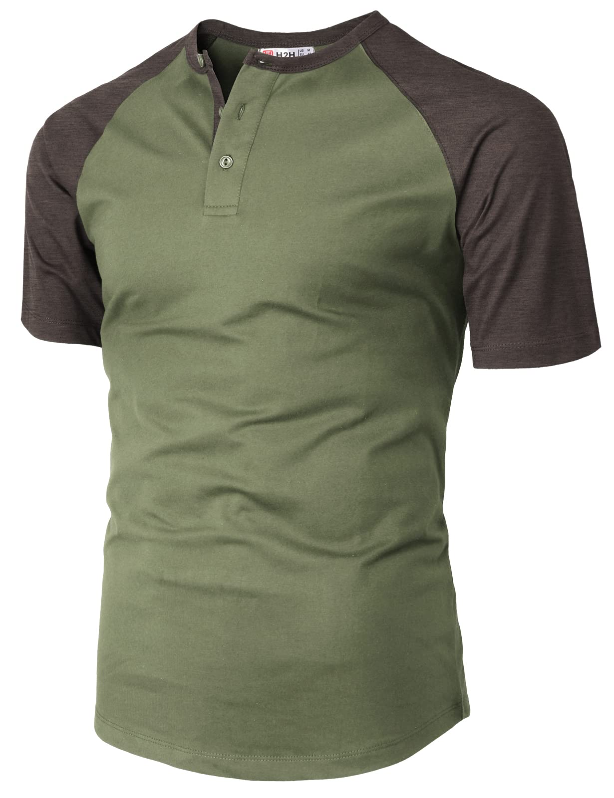 H2HMens Henley - Raglan Short Sleeve Casual Slim Fit T-Shirts