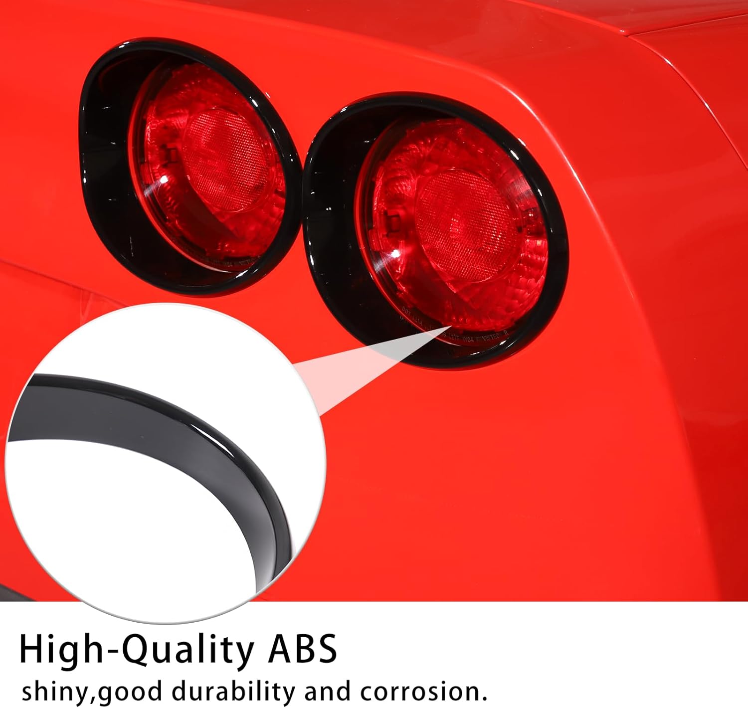 PIUGILH Tail Light Trim Cover Ring Fit for C6 Corvette 2005-2013 Exterior Accessories, ABS Car Rear Trunk Taillight Lamp Trim Cover, 4Pcs (Piano Black)