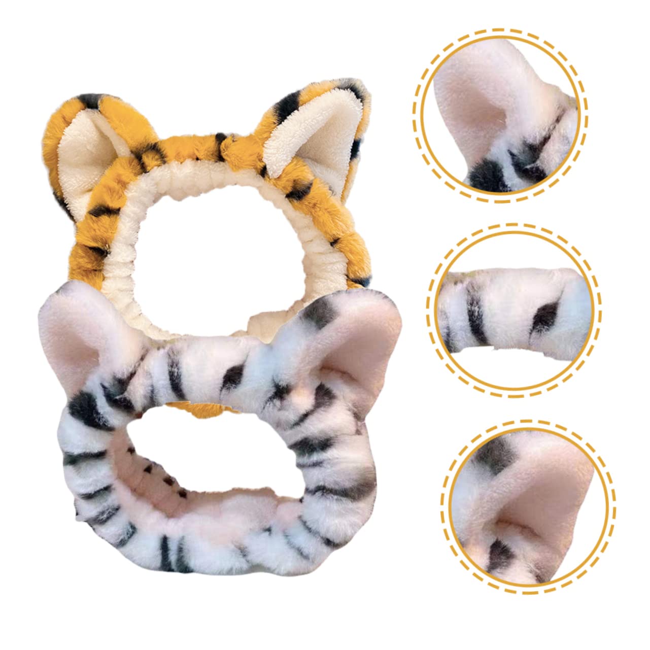 FRCOLOR 8pezzi Fascia Elastico Per Peluche Orecchie Di Tigre Per Lavaggio Viso e Trucco Accessori Per Femminili