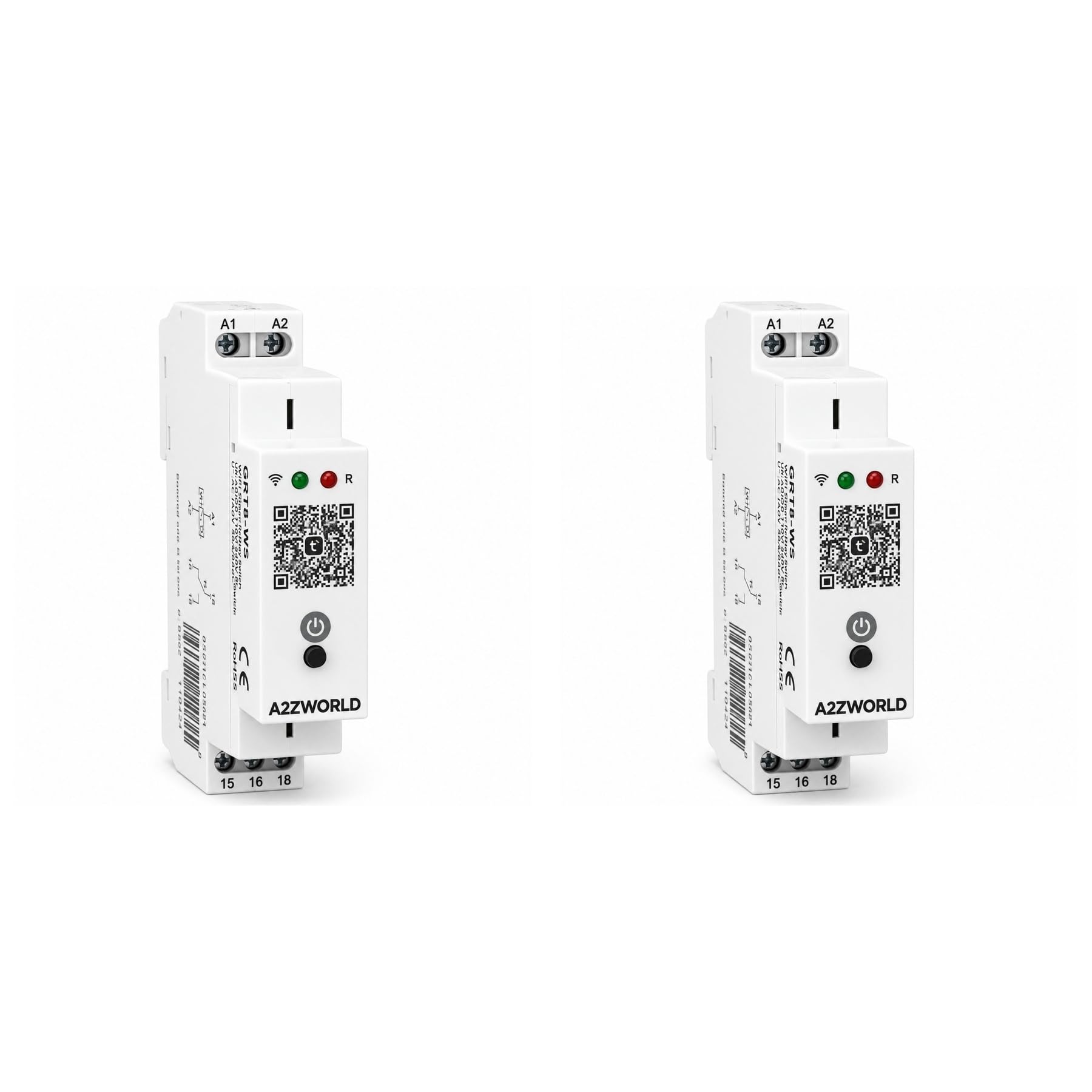 2 Pezzi Relè Temporizzato WIFI Modulare, 220V 16A, Timer Temporizzatore Smart Tuya, 1 Modulo Barra DIN, 1 contatto SPDT, Comando App e Manuale, Schedule Alba Tramonto Ciclico