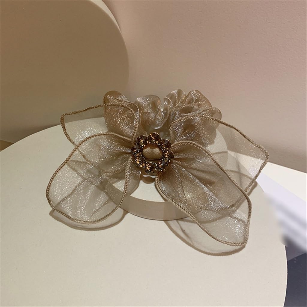 Corde coiffure élastique ornée de diamant et boucle en fil doux pour femme