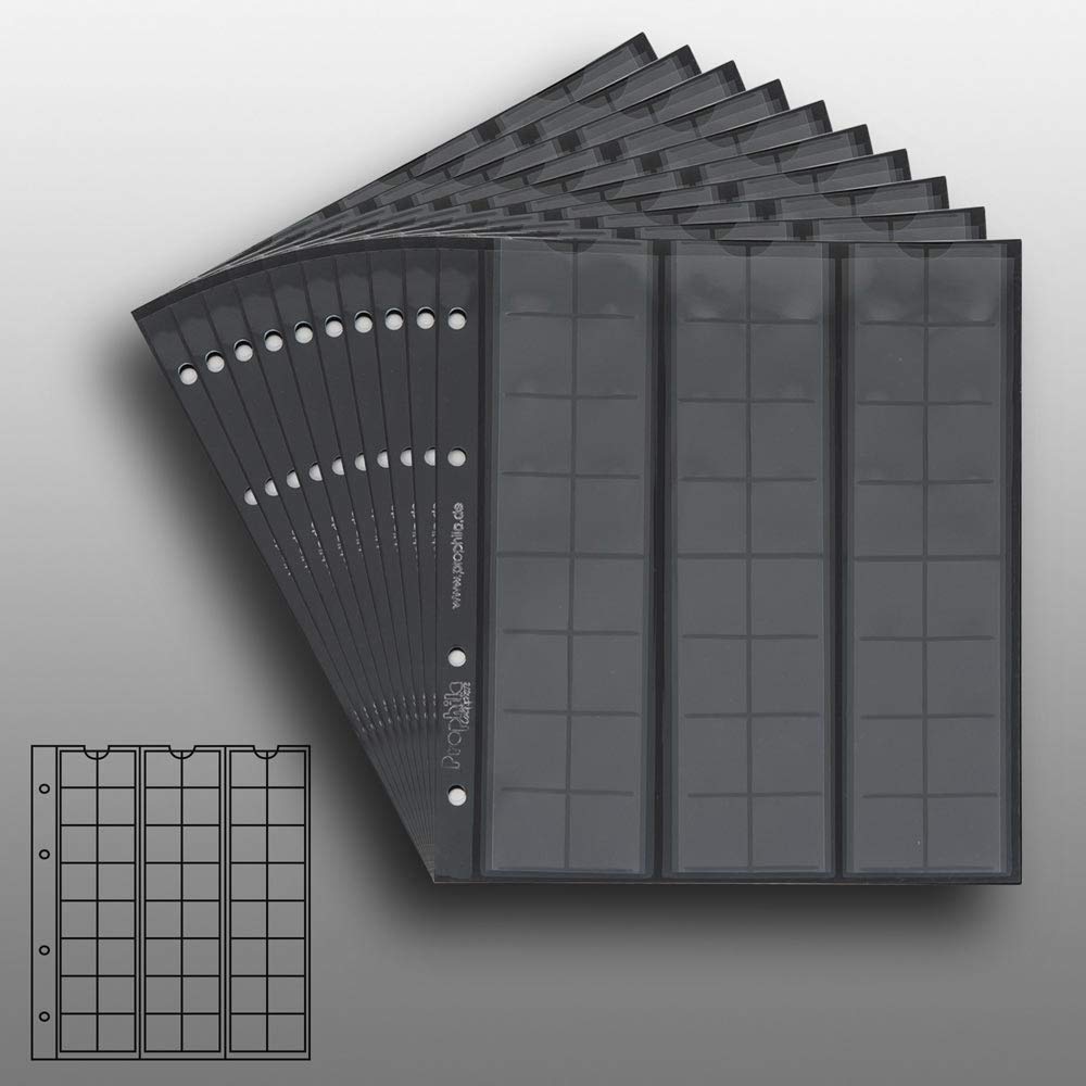 10 numismatic Prophila coin sheets, 48 pockets up to 17 mm diameter