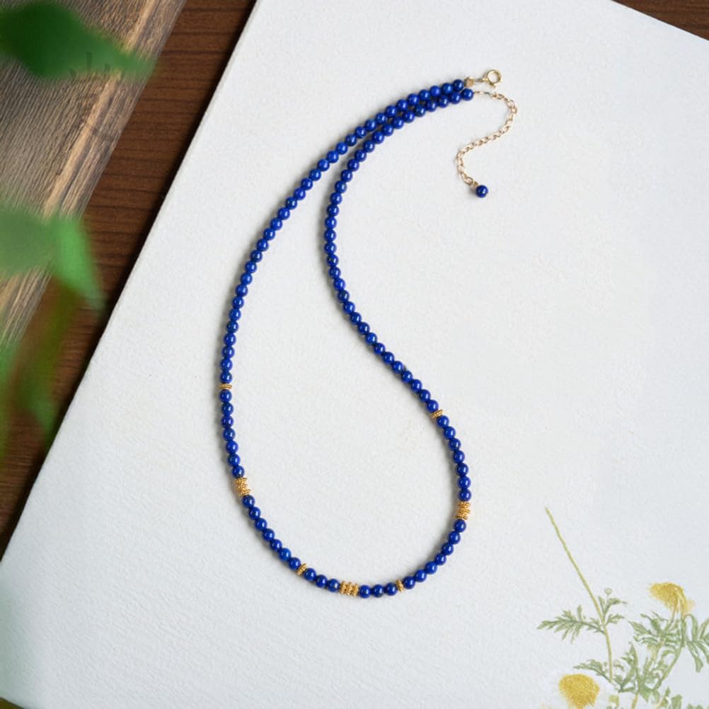 Collar de lapislázuli auténtico con Cadena Ajustable, joyería de Piedra Natural de Color Azul Profundo con inclusiones de pirita Dorada, Piedras Preciosas para Mujeres