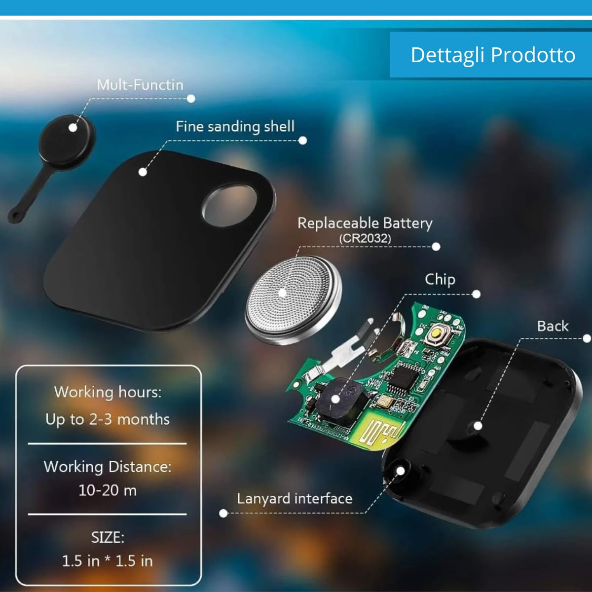 GPS Tag Bluetooth Localizzatore Portachiavi compatibile con Apple Tag iOS Android Samsung Tracker
