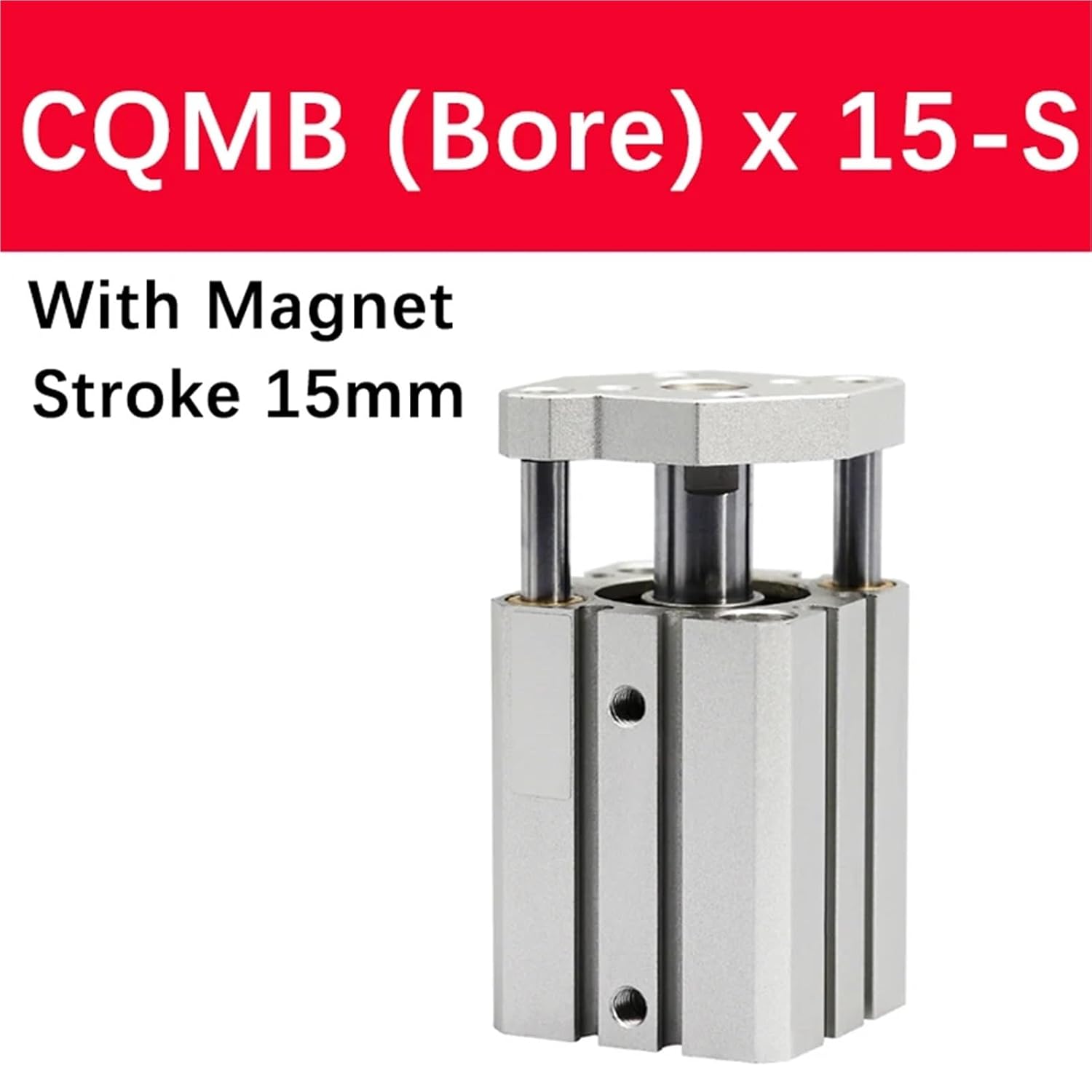 CQMB20 CQMB25 Guide Rod Compact Air Pneumatic Cylinder CQMB20-5 CQMB20-10 CQM25-15 25-25 25-20 25-30 1Pcs(Stroke 15mm -S,CQMB25 (Bore 25mm))