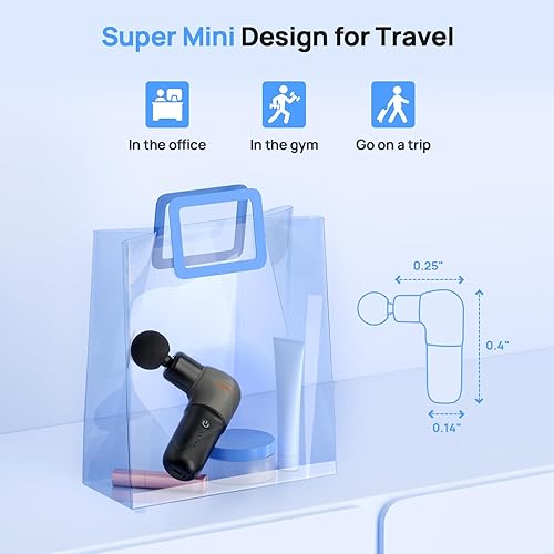 Miniatura 4 de Super Mini pistola de masaje, masajeador muscular de percusión de tejidos profundos, pistola de masaje compacta de viaje deportivo, pistola