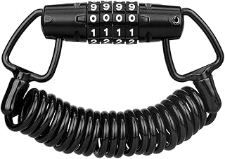 PURATEN Bike Lock Cable, Smart 4 Digit Resettable Coiling Lock Combination Bike Lock, Portable Anti-Theft Bicycle Cable Lock for Travel Luggage Baby Strollers Suitcases and Laptop Bags
