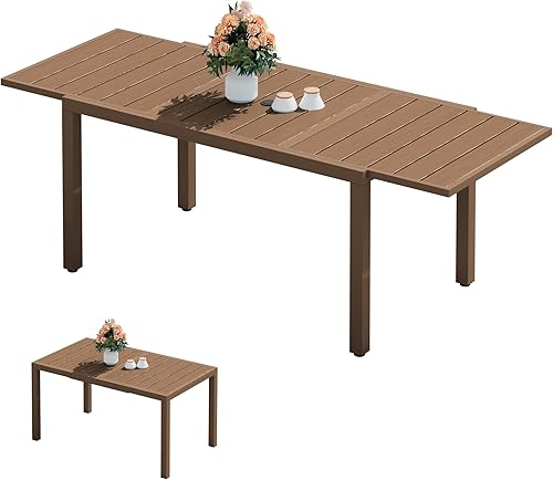 Miniatura 41 de SERWALL Juego de comedor para exteriores de 9 piezas, mesa de comedor expandible de 60 a 83 pulgadas y 8 sillas de polietileno de alta densidad