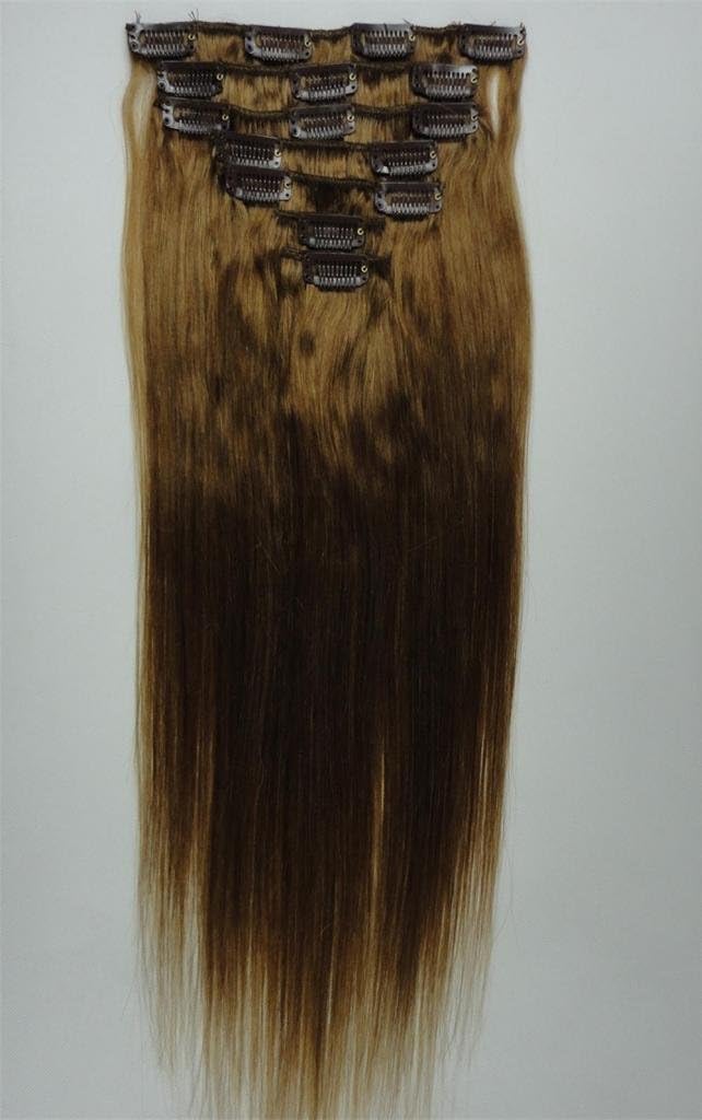 FANGYUANHAIR Straight 20 Pcs X 16"Inch Tape Skin Weft PU Human Hair Extensions (#12 light golden brown)