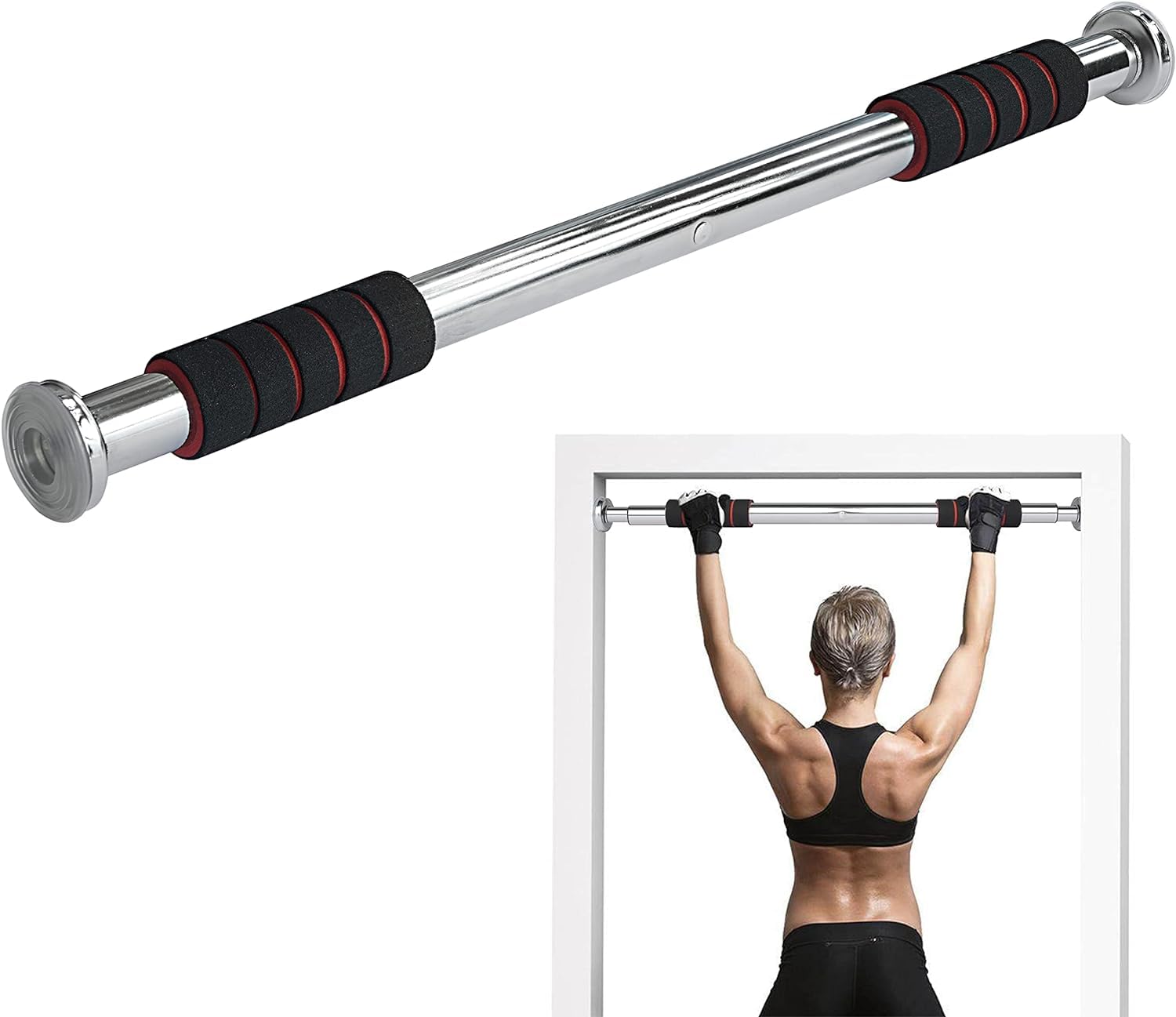 SONIQE Indoor Home Multifunction Adjustable Abdominal Training Bar, Exercise Bar, Pull-up Door Bar, Multi-Exerciser with Adjustable Size (Multicolour)-image-39