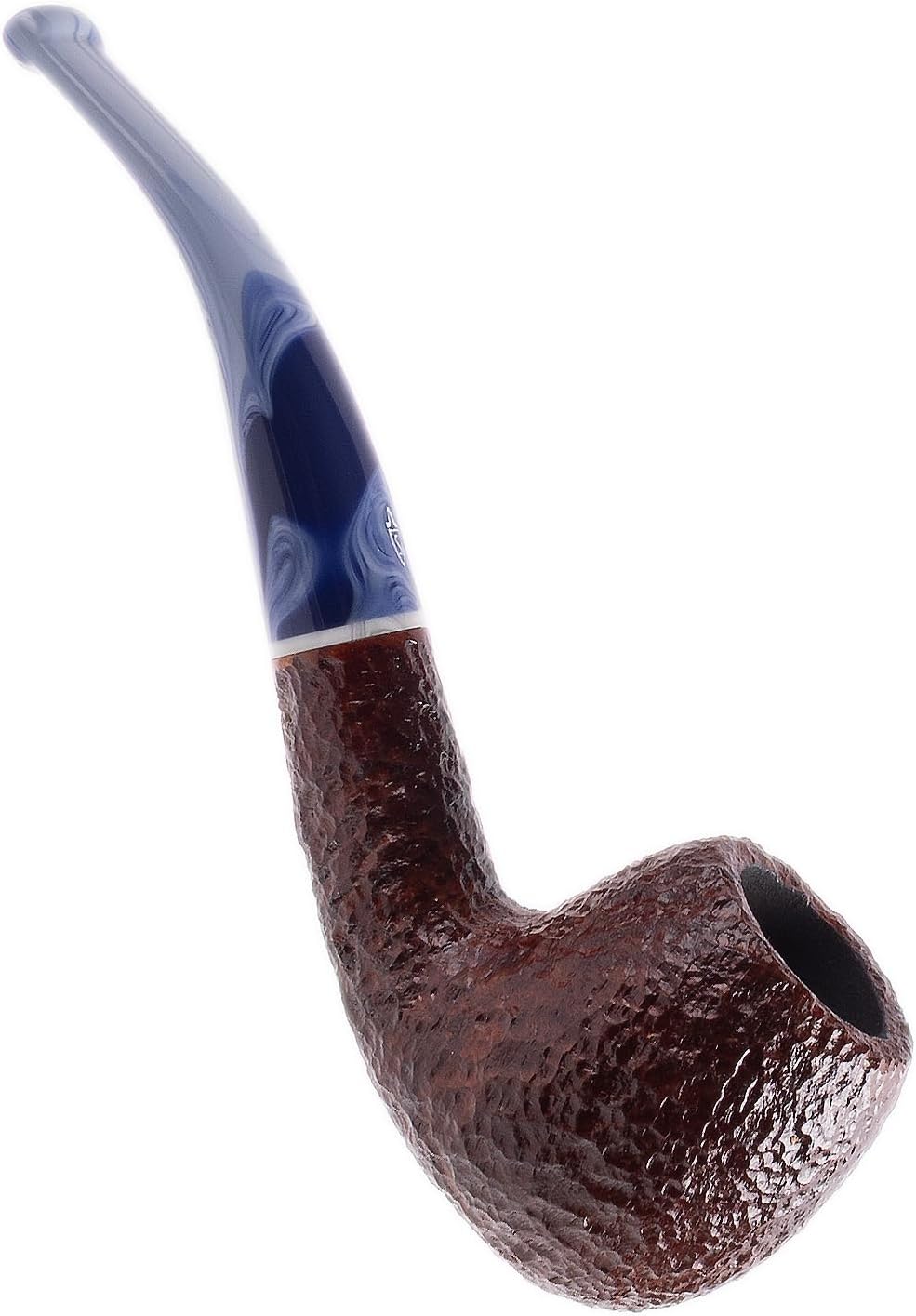 Savinelli Pipes Oceano - Italian Briar Wood Pipe, Blue and White Ocean Swirls, Polished Finish, 6mm (Rustic 626)