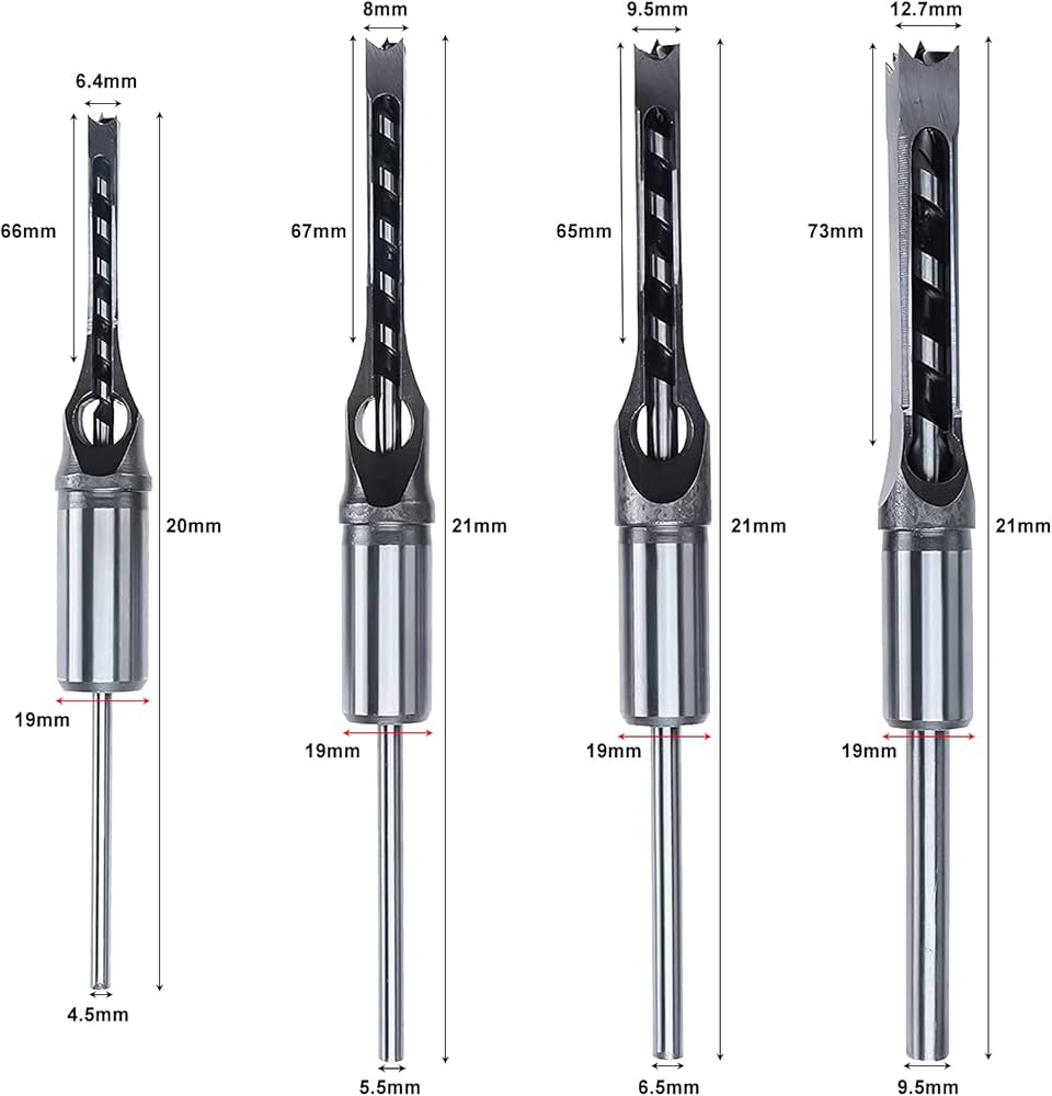 Amazon | KUNTEC 四角穴ドリルビット 木工ほぞ穴チゼルドリルビット 1
