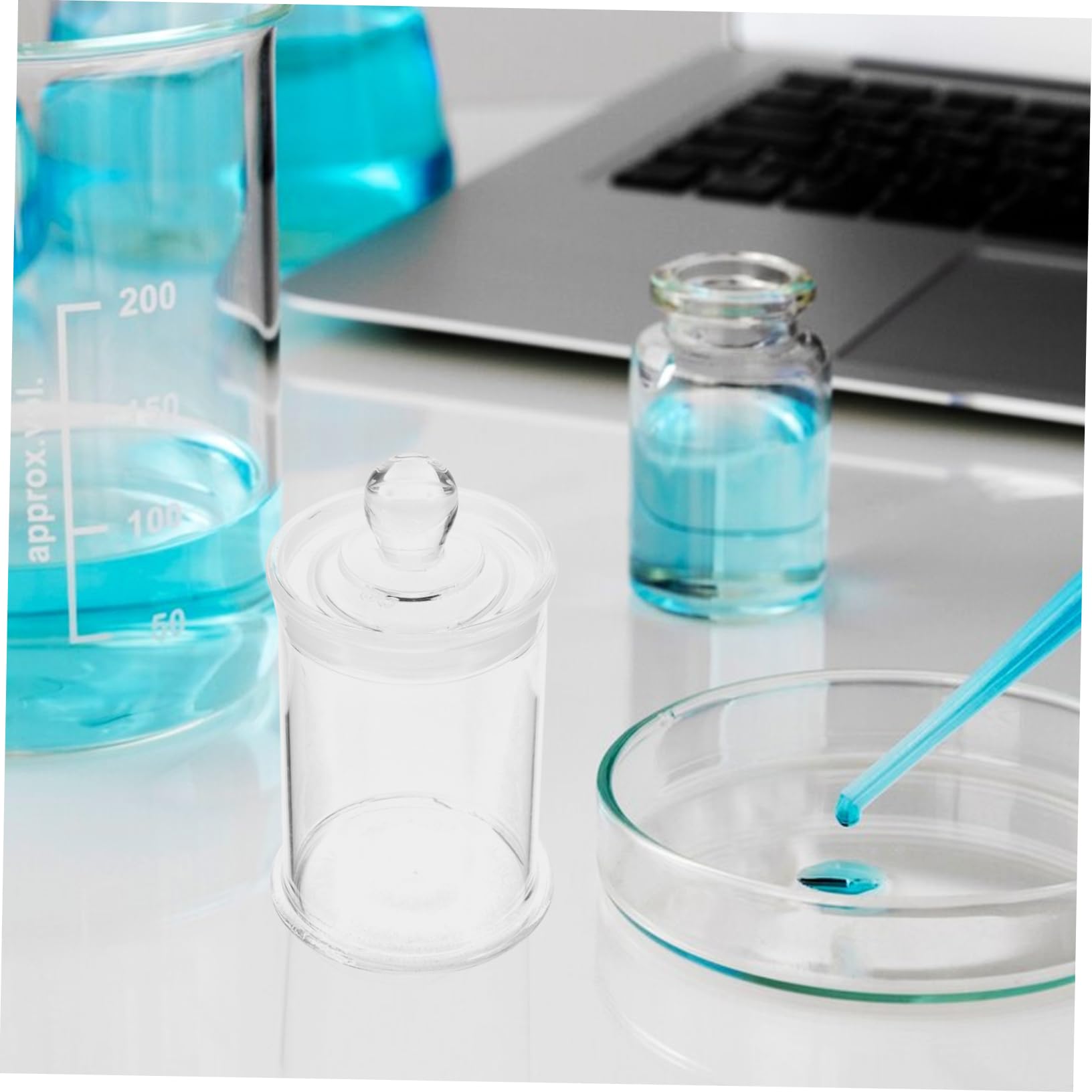 SOLUSTRE Glass Laboratory Bottle Round Sample Storage Container for Experiments Stopper