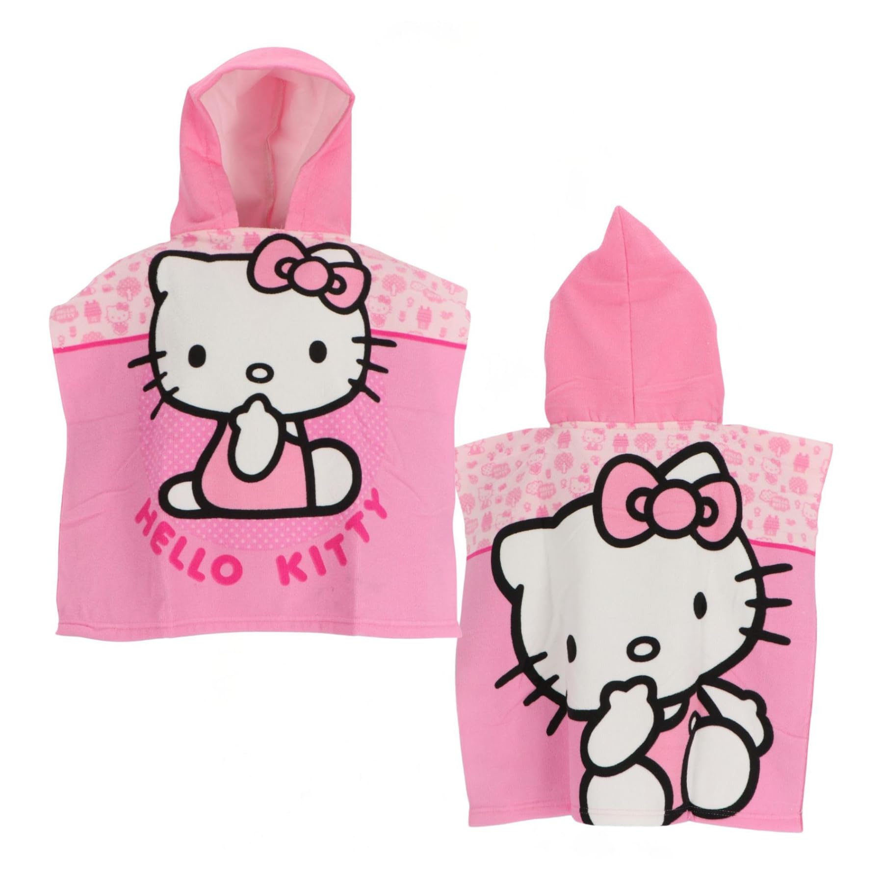 MISTER LICENSE COMPANY, S.L. Hello Kitty Beach Towel Bath Poncho for Kids – 50 × 100 cm, 100% Polyester Microfiber