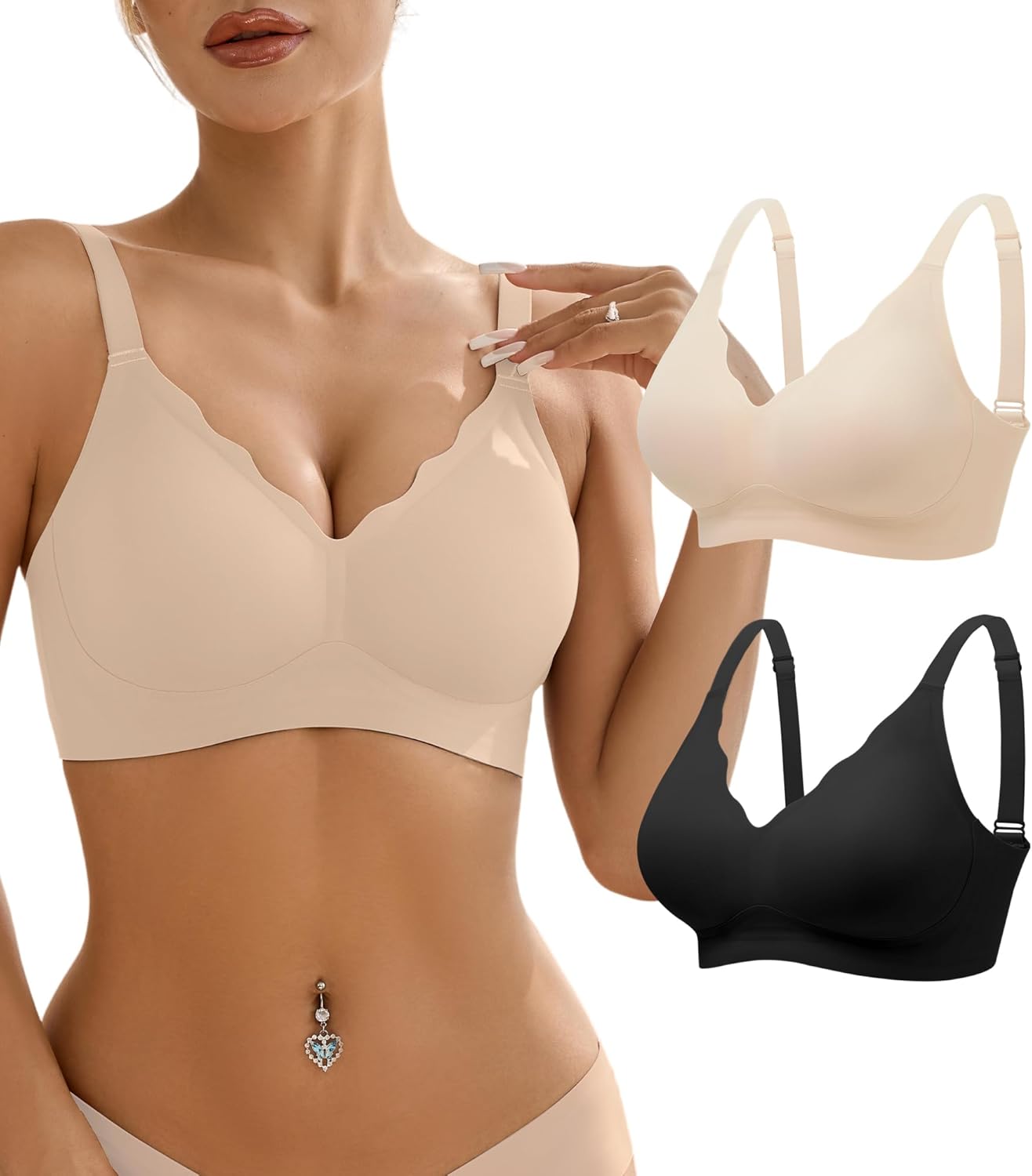 Wireless Bras for Women Bralette - Womens Seamless Push Up Full Coverage Wirefree Padded Sleep Bra with Support and Lift