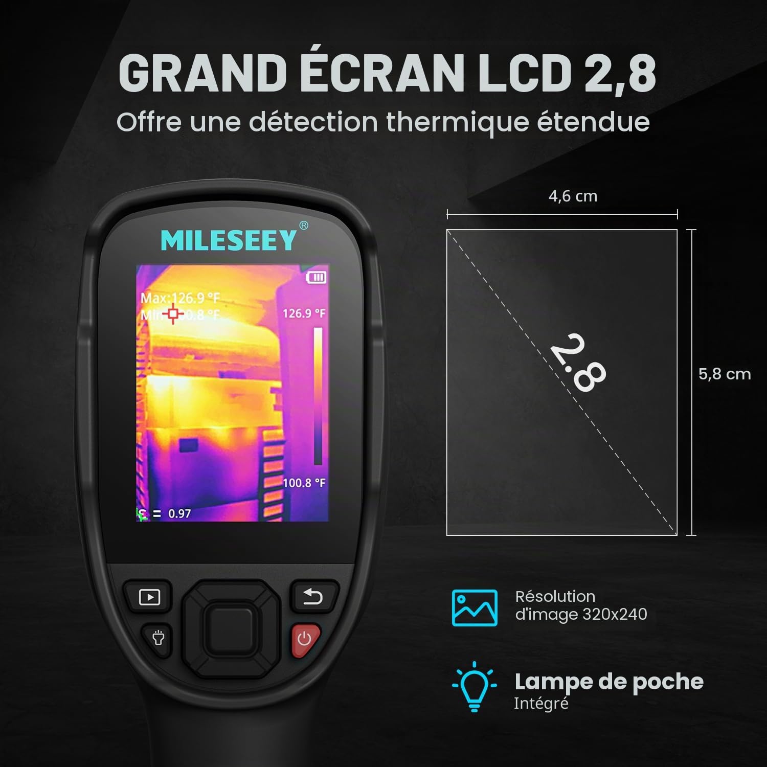 Mileseey Caméra Infrarouge TR256E, 256 x 192 IR Thermique