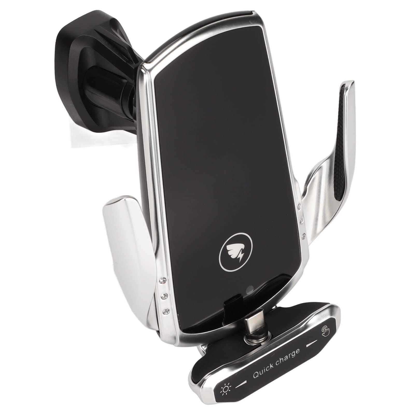 Cryfokt Caricabatteria da Auto Wireless da 15 W con Ricarica Rapida Smart Sensing per Supporto da Auto con Rotazione a 360° Argento (SILVER)