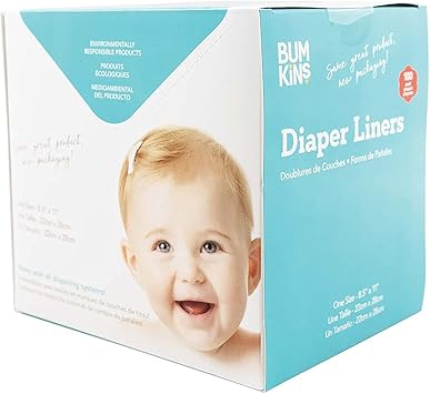 Bumkins Disposable Cloth Fabric Diaper Liner, Biodegradable, Neutral, 100 Count Pack of 1