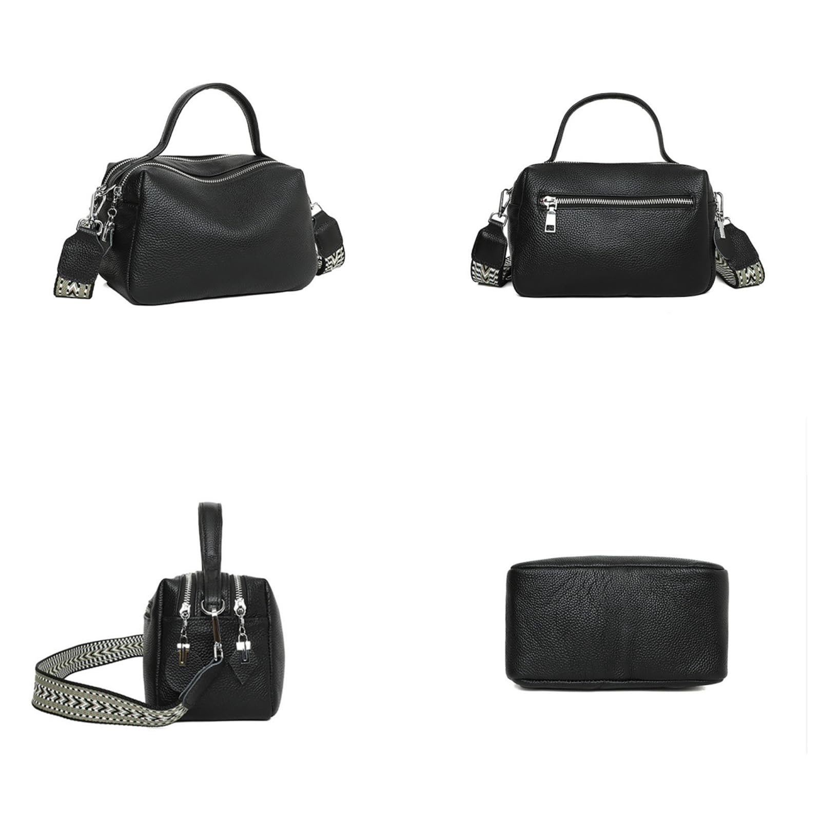 Borsa A Tracolla Semplice Elegante E Versatile di Grande capacità-Nero