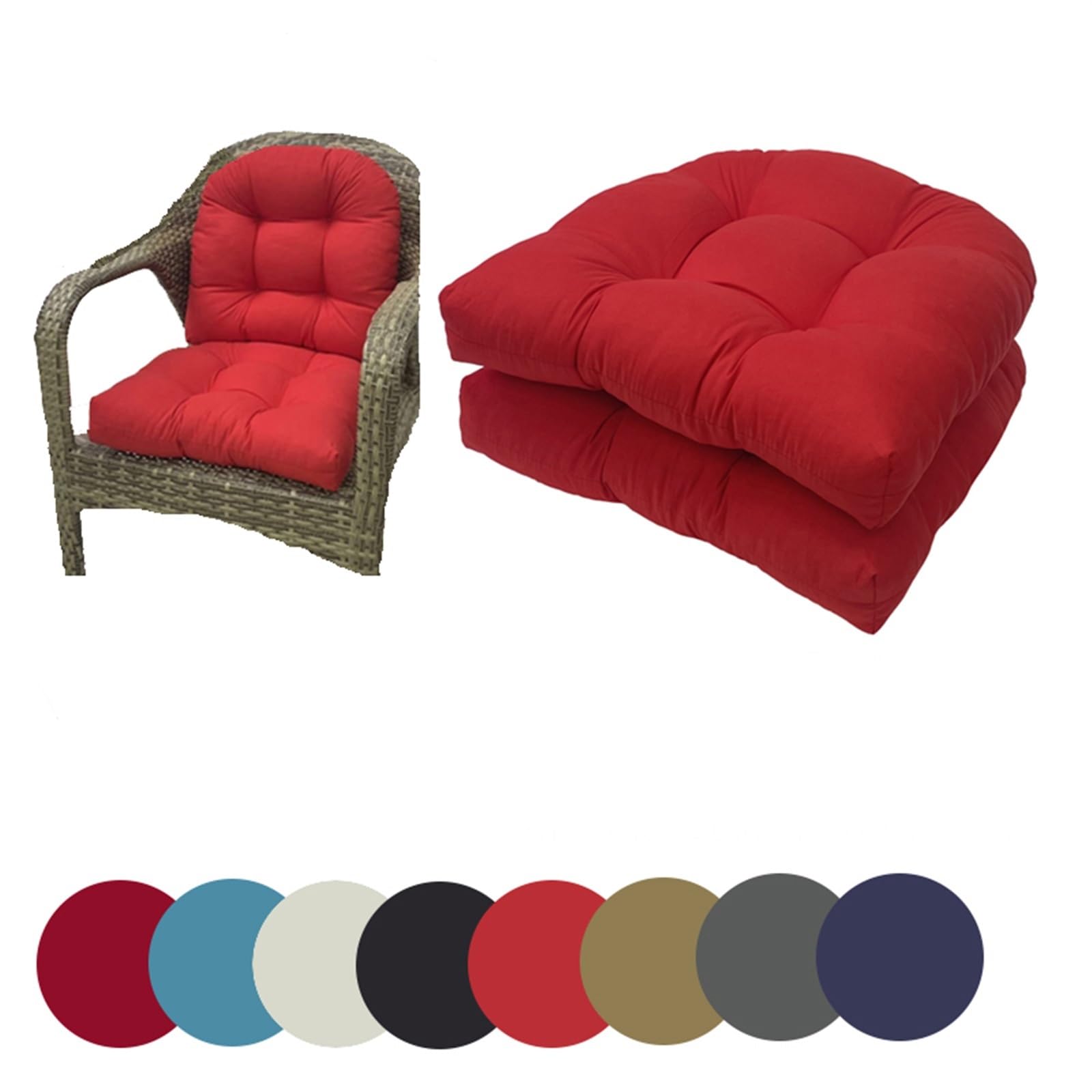 QLXYYFC Waterproof U Shaped Patio Chair Cushions 19”X19” Outdoor Indoor Chair Cushions Set of 2 Furniture Replacement Cushions for Patio Garden(Red1)
