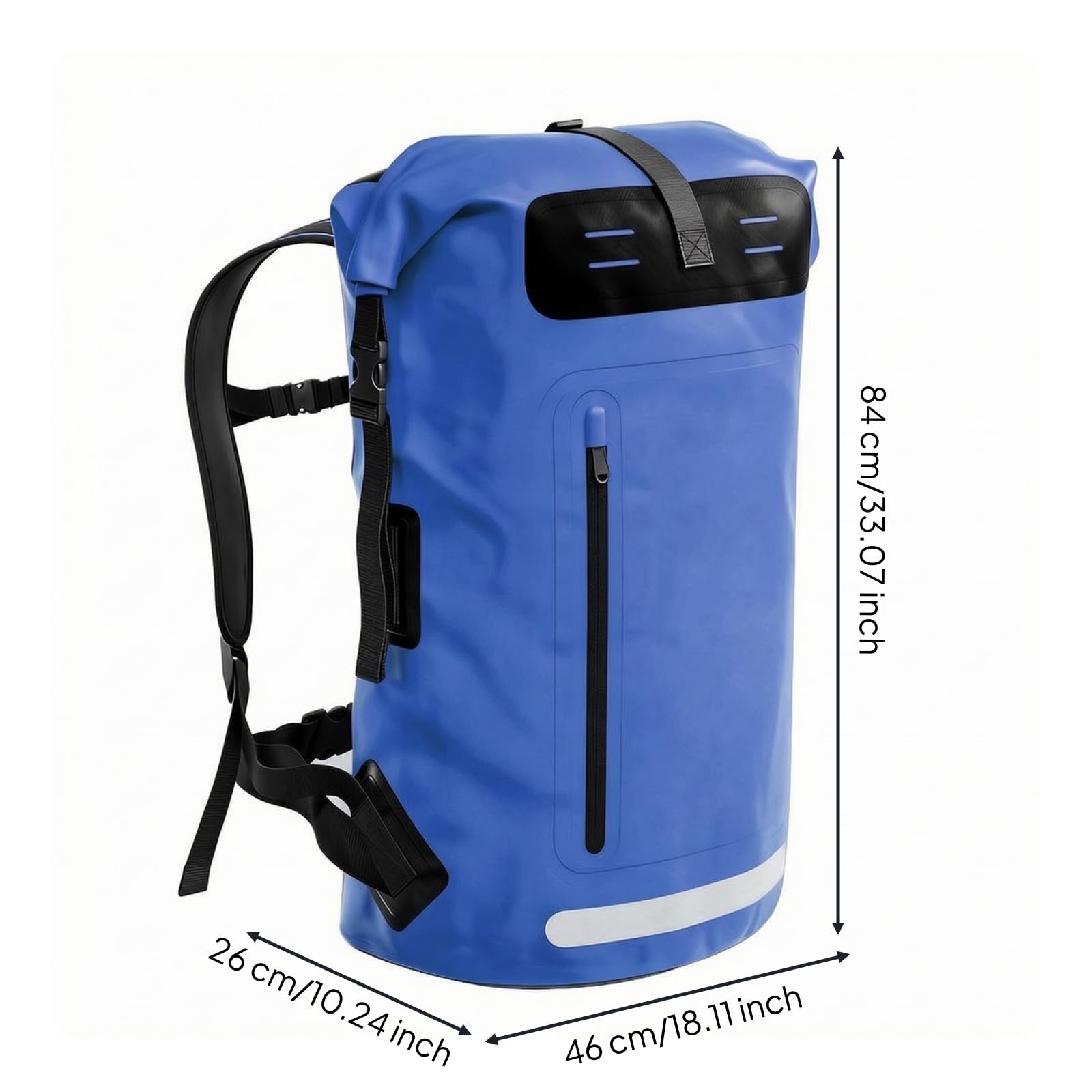 Wasserdichter Outdoor-tragerucksack Trockenbeutel Außentasche Verstellbare Schultergurte Rollverschluss PVC für Camping Reisen Aktivitäten, Blau, Tiefblau, 85L