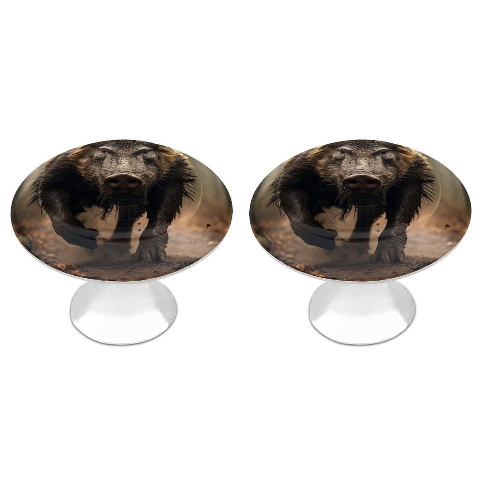 NTVOWPZO Cabinet Handles Round Drawer Pulls Wild Boar Photos Dresser Knobs for Cabinets and Drawers Handle for Bathroom Cupboard Drawers Cabinet Pulls for Kitchen Door