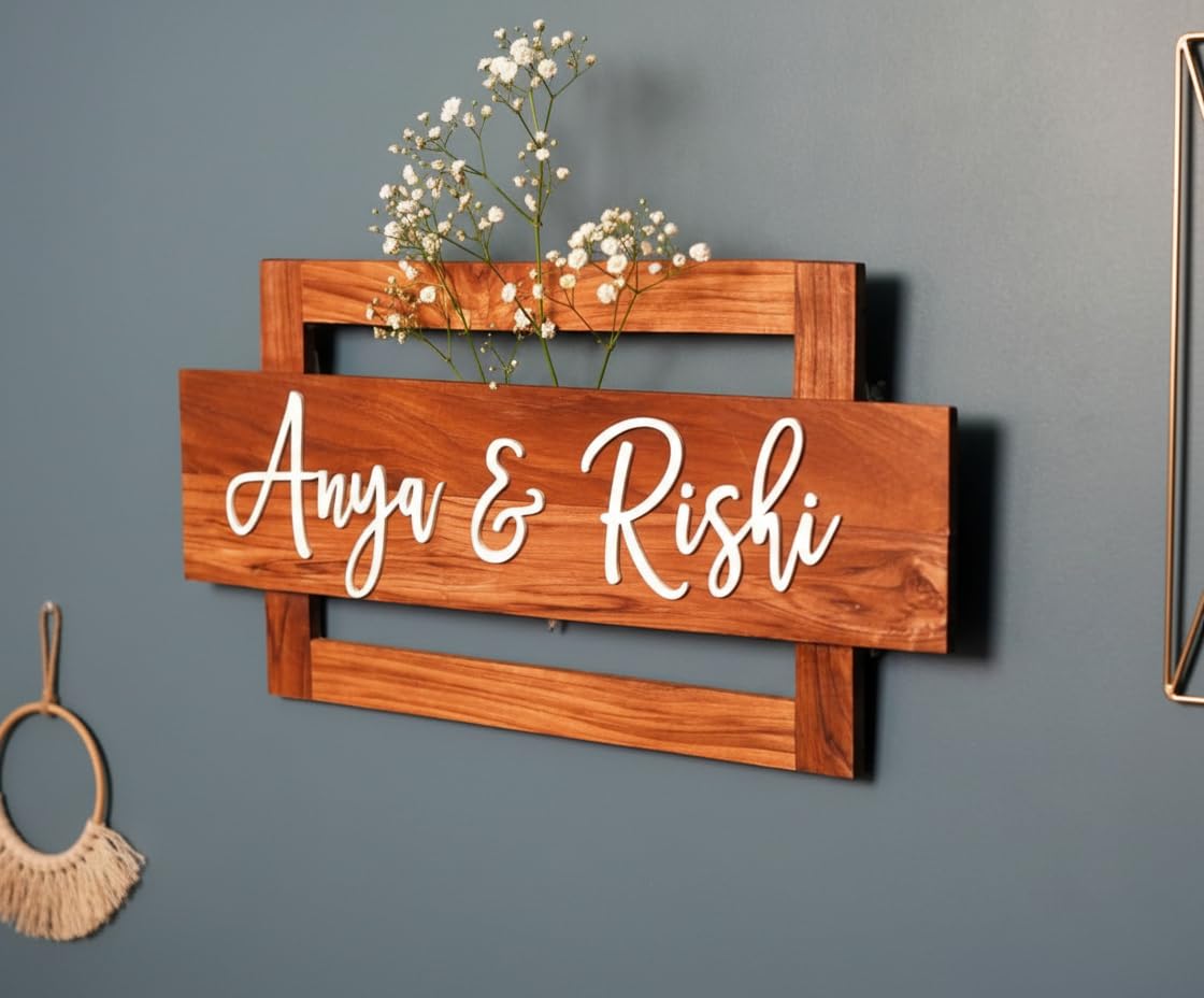Personalized Door Name Plate for Home Entrance - 15X7 inch Wooden with 3D Letters - Ideal for, Office, and Outdoor Entrances - Perfect as a Gift | Acyrlic | Handmade | Beautiful Home Decor | Walls | Door | Office-image-31
