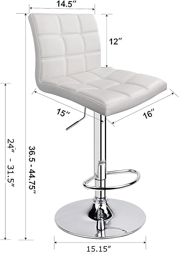 Miniatura 3 de Leopard - Taburetes de bar ajustables de piel sintética moderna con respaldo, juego de 3, taburetes giratorios de altura de mostrador, taburetes de