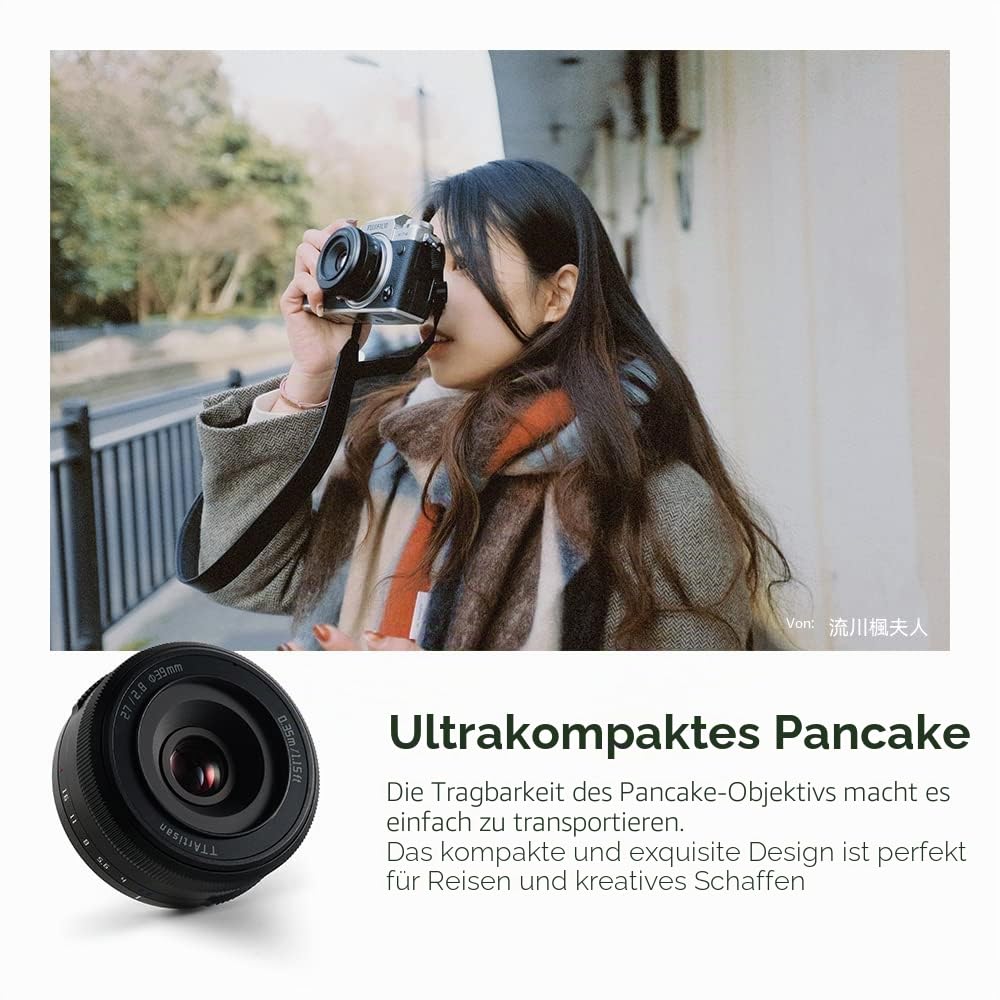 TTARTISAN AF 27mm F/2.8 E APS-C Fester Fokus Linse für Sony E-Bajonett A6000 A6100 A6300 A6500 ZV-E10 ZV-E10II NEX-3 (E-Bajonjonette)