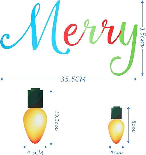 Miniatura 5 de 91 calcomanías de pared de Navidad, PVC, luces de Feliz Navidad, bombillas de pared para decoración de Navidad