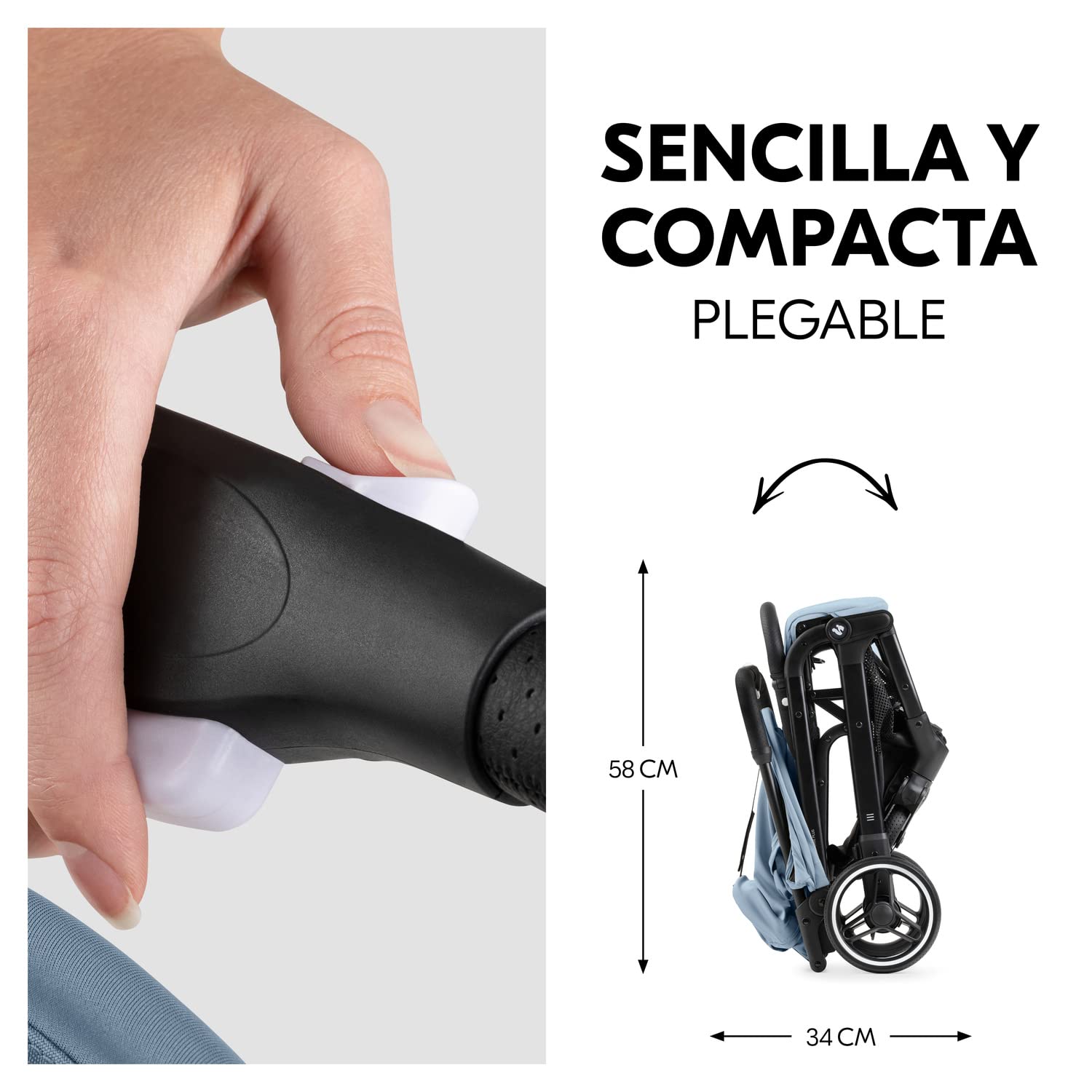hauck Travel N Care Plus Carrito Bebé Ligero hasta 22 kg - Silla de Paseo Reclinable y Plegable - Ruedas Grandes Antipinchazos - Suspensión - UV 50+ - Cesta Grande - Azul