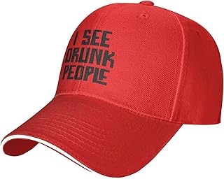 Haebfsl I See Drunk People Unisex Baseball Cap Vintage Men Women Low Profile Dad Hat Adjustable,Red