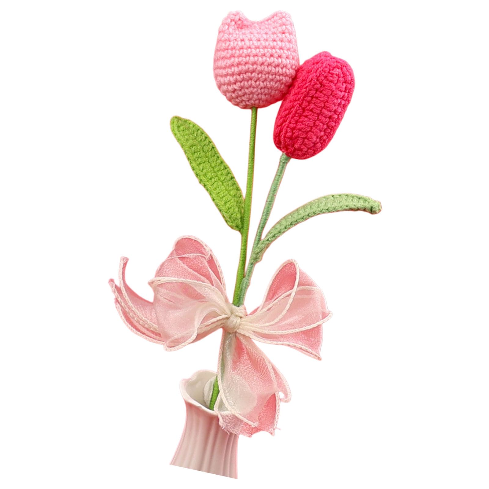 Msioytog Tulips Mixed Bouquet with Soft Yarn for Table Centerpieces Decorative Interlaced Tulips