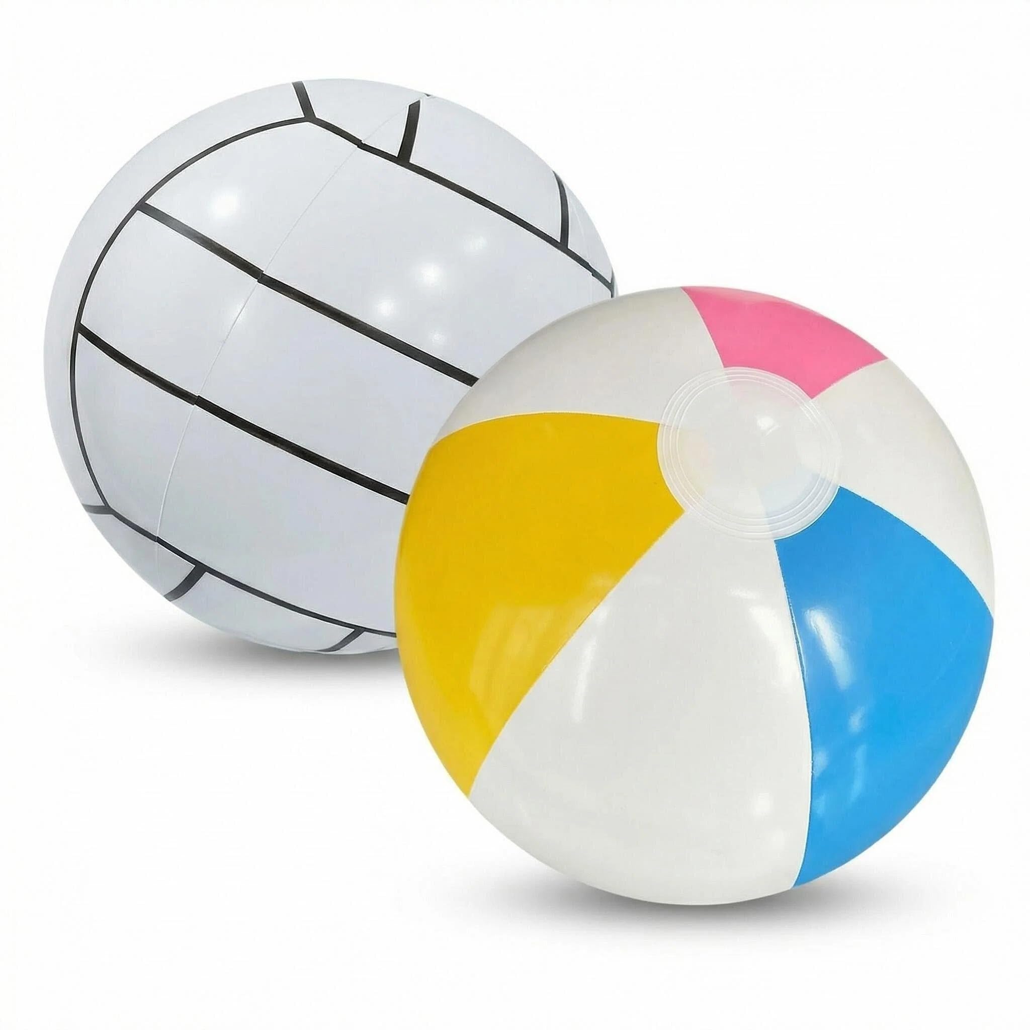 Nerciony 2 PCS Inflatable Beach Ball Set, Football Style Blow Up Ball for Summer Pool, Beach Party Decor, Outdoor Water Leisure Game for Adults and Family