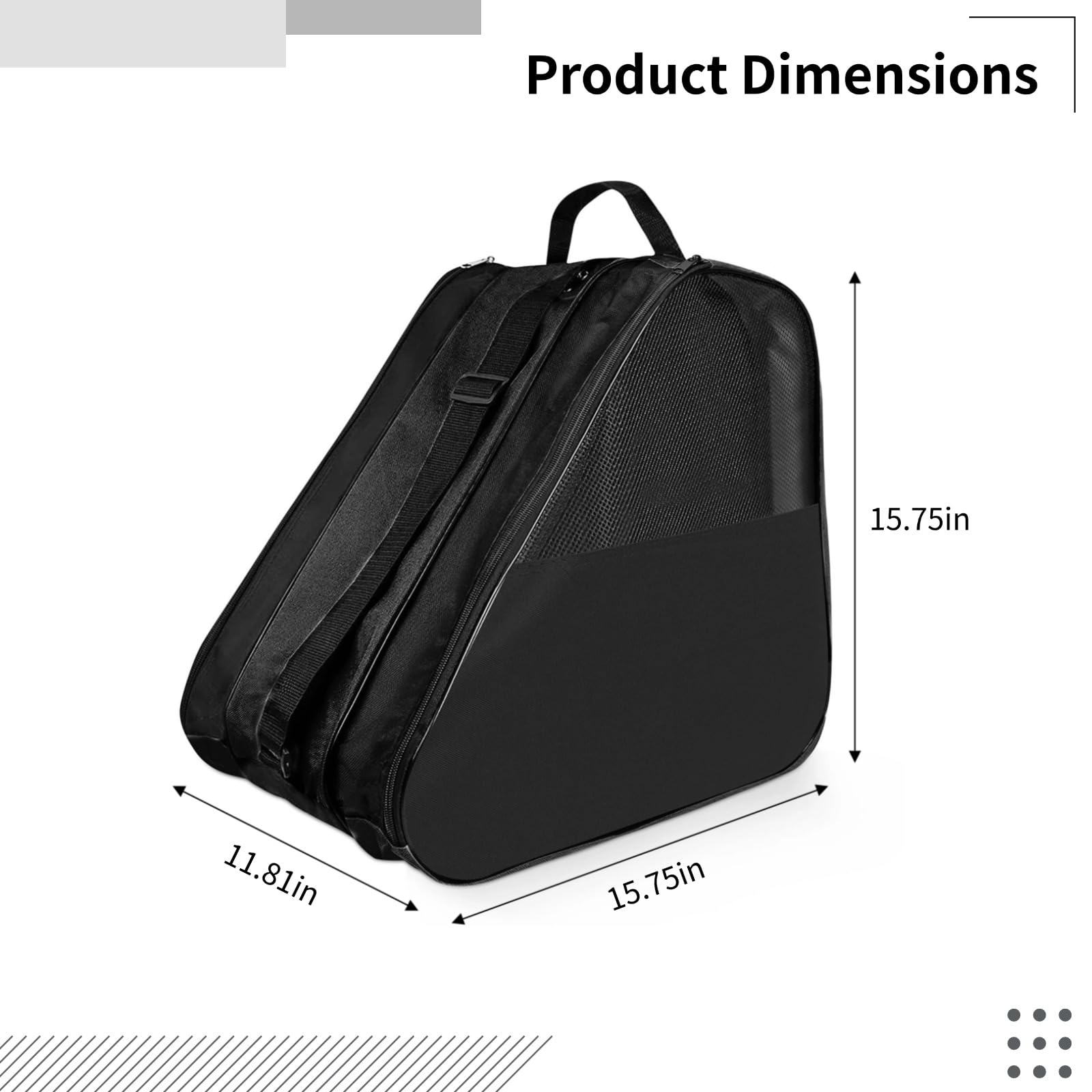 Sac pour Patins à Glace à 3 Compartiments, Grand Sac de Rangement pour Rollers avec Filet de Ventilation, bandoulière et poignée, organise Patins à Glace, Rollers et Accessoires de Patinage