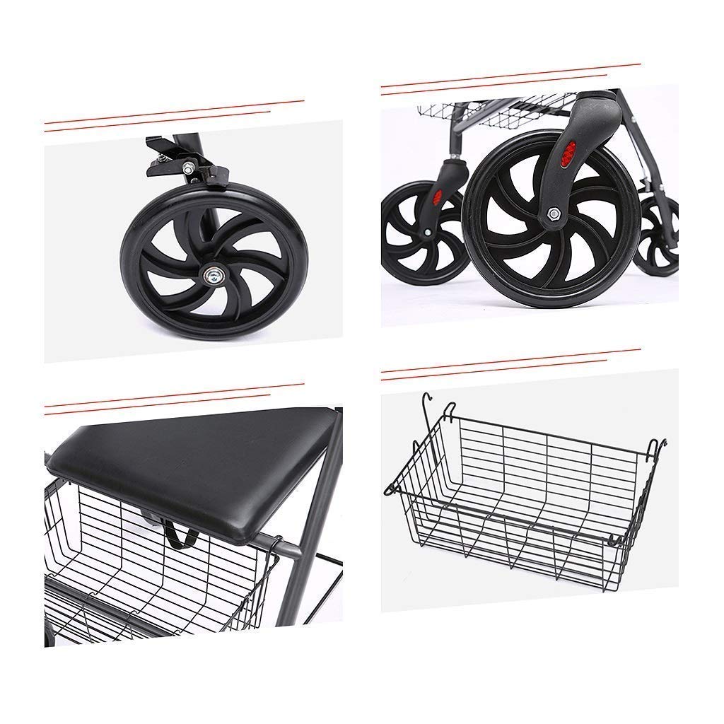 Chodziki dla seniorów Rollator dla osób starszych i wózków inwalidzkich Model Colon Składane hamulce na rączkach Regulowana wysokość Koszyk i siedzisko Chodzik dla osób niepełnosprawnych chodzik