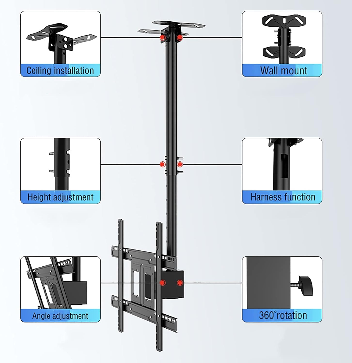 TV Standtv Wall Mount Tilt and Swivel TV Ceiling Mount 30° Flip Down Adjustable TV Bracket Fits Moat 32-65 Inch TVs Wall and Ceiling Two Mounting,