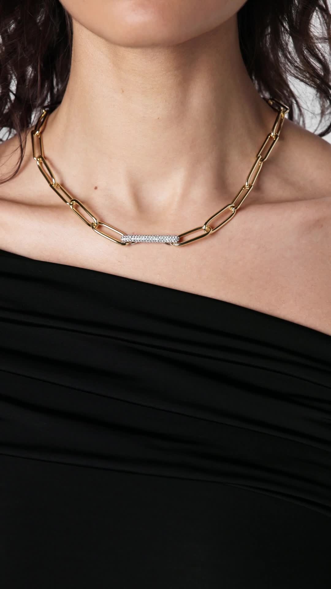 Amazon.com: Vince Camuto Gold-Tone Paperclip Link Chain Necklace