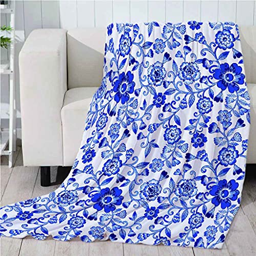 Couverture sofa 3D motif vigne bleue pour soirées cocooning - 5