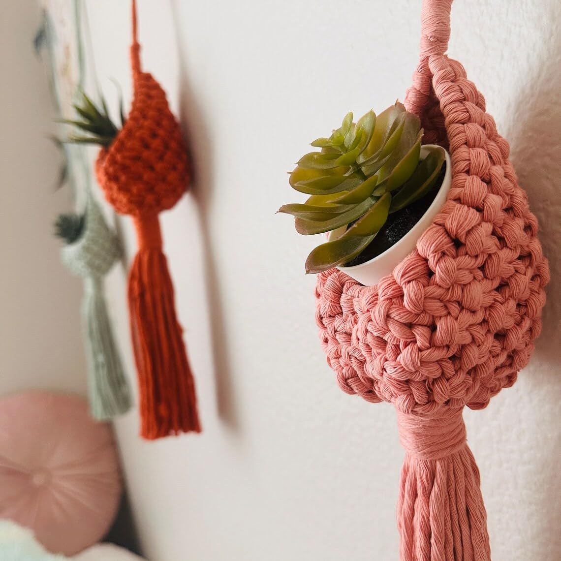 ARTICRAFT Handcrafted Bohemian-Inspired Macrame Plant Hangers | Hanging Plant Holders for Indoor & Outdoor Decor, Succulents, Herbs, & Small Potted Plants, Garden Accessories, Nest Design, Set of 2 (B0CPJHLY1X) Amazon Price History, Amazon Price Tracker