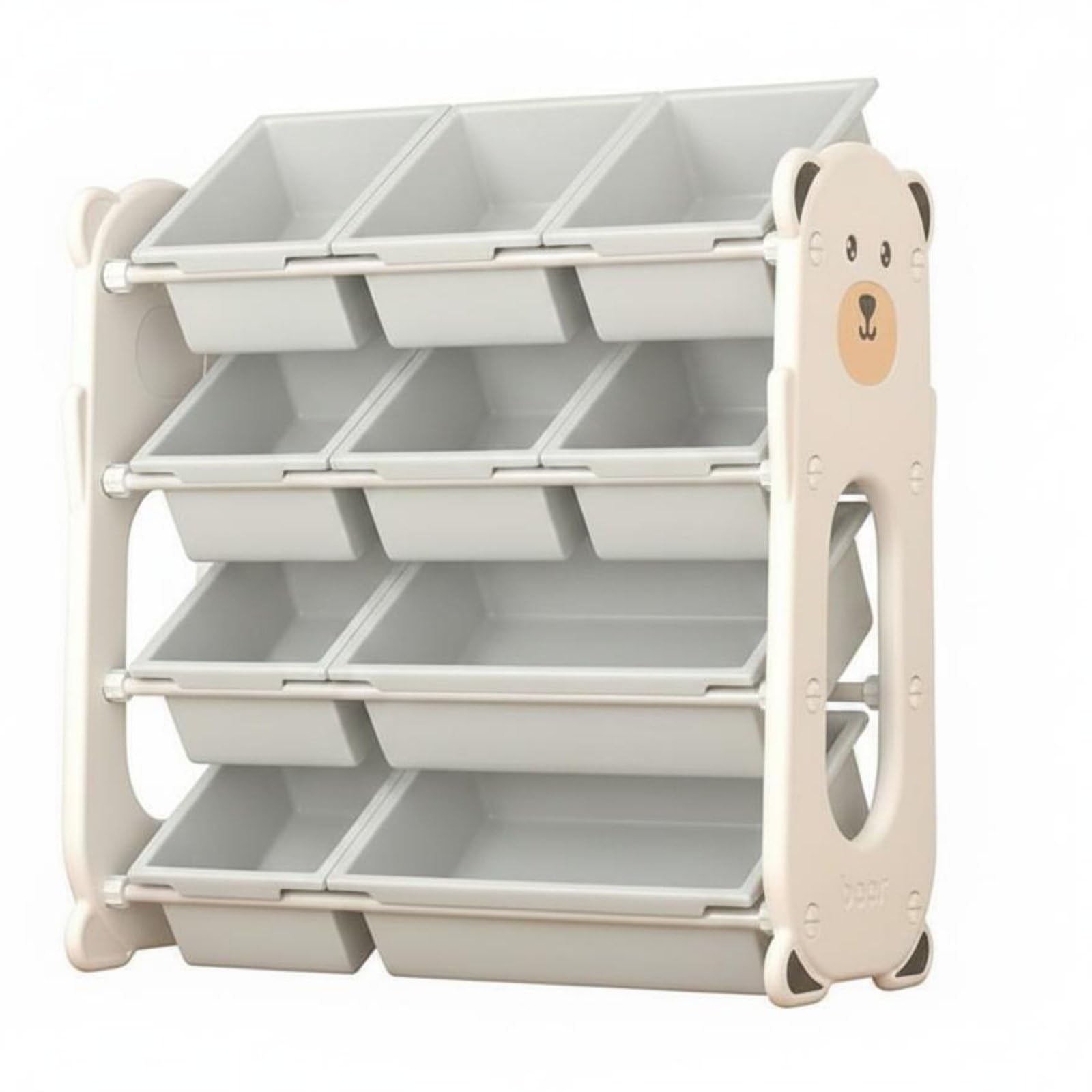 Baoblaze Estantería Infantil de Almacenamiento con Cubetas Anguladas Organizador de Juguetes Estantería para Niños Mueble de Almacenaje Material Marco de Acero, Gris
