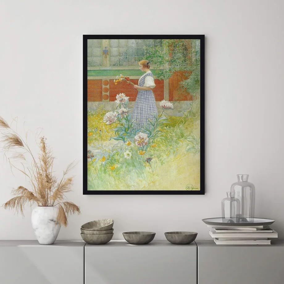 カール・ラーション、夏の日、庭にいるカーリンとブリータ、希少画集画 カール・ラーション、夏の日、庭にいるカーリンとブリータ、希少