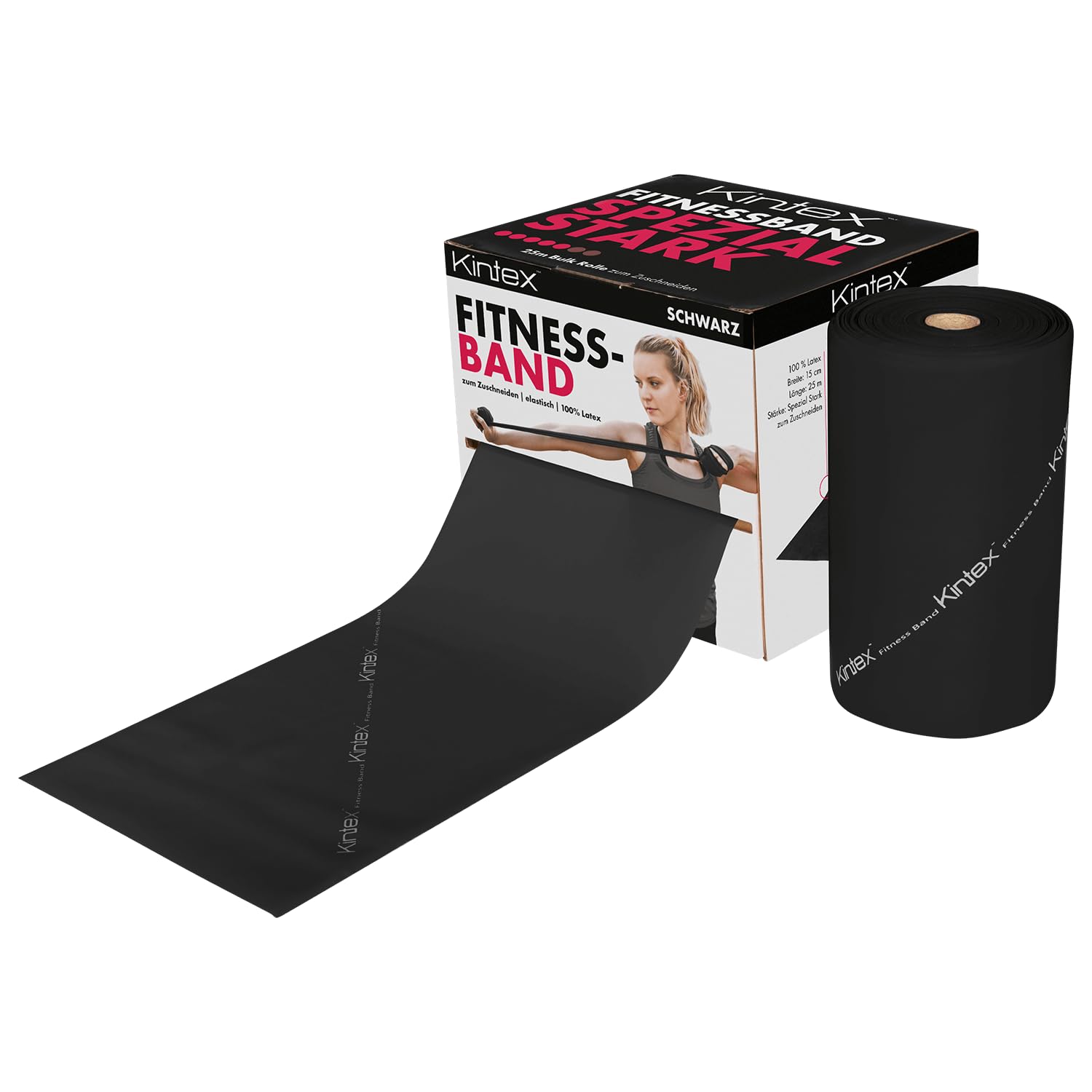 Kintex Fitnessband Bulk Rolle 25 m Widerstandsband für Training und Sport | 100 % Latex, individuell zuschneidbar – ideal für Physiotherapie, Fitnessstudios, Rehasport und funktionelles Training