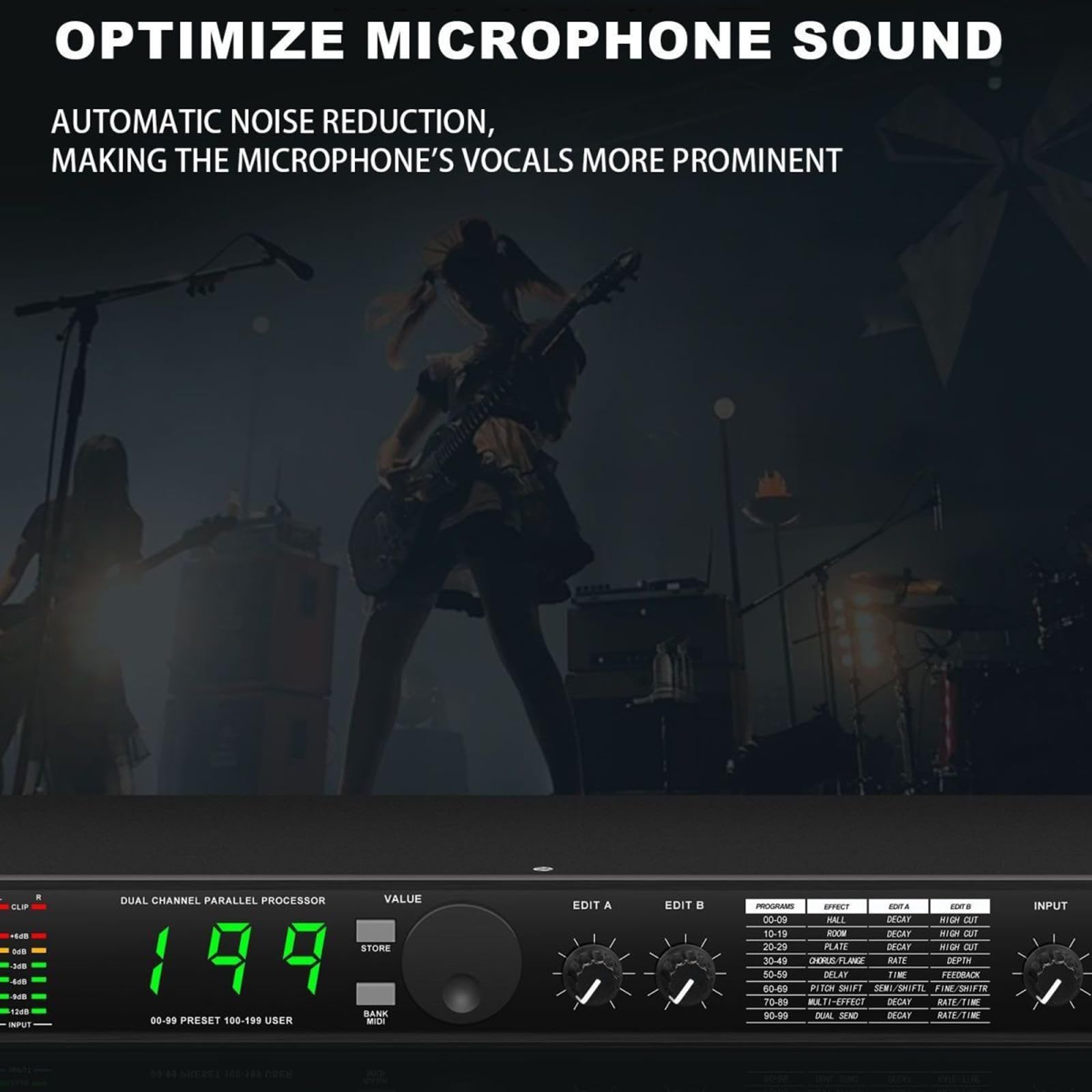 Procesador De Audio Digital, Ecualizador, Reducción Automática De Ruido, con Pantalla LCD, Reverberación Y Procesador DSP De Múltiples Efectos, para Karaoke KTV, Micrófono Vocal