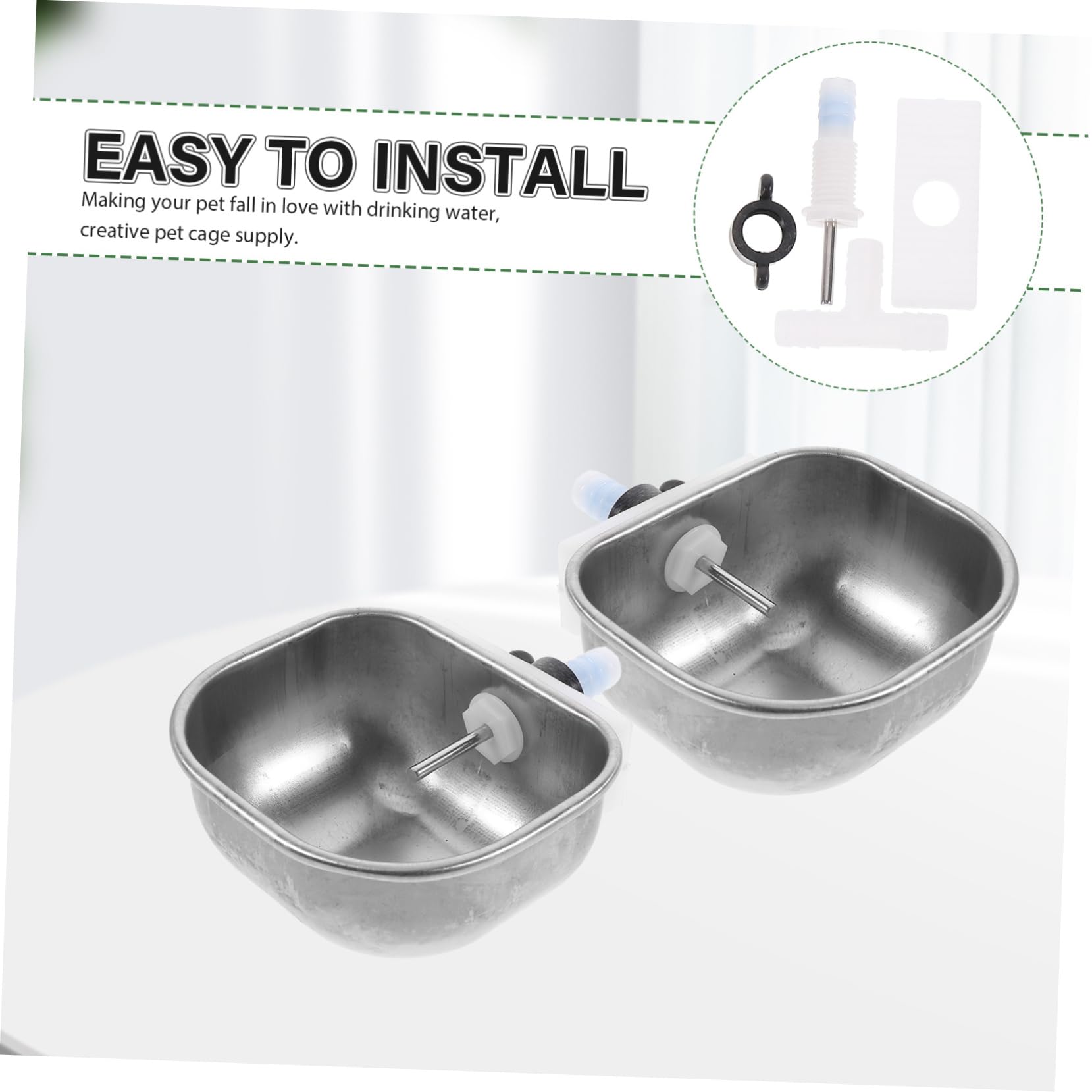Yardwe 6 Pz Bevitore di conigli mangiatoia per conigli di abbeveraggio per pollame coniglio bunny distributore d'acqua per animali domestici ciotole per bere Acciaio inossidabile